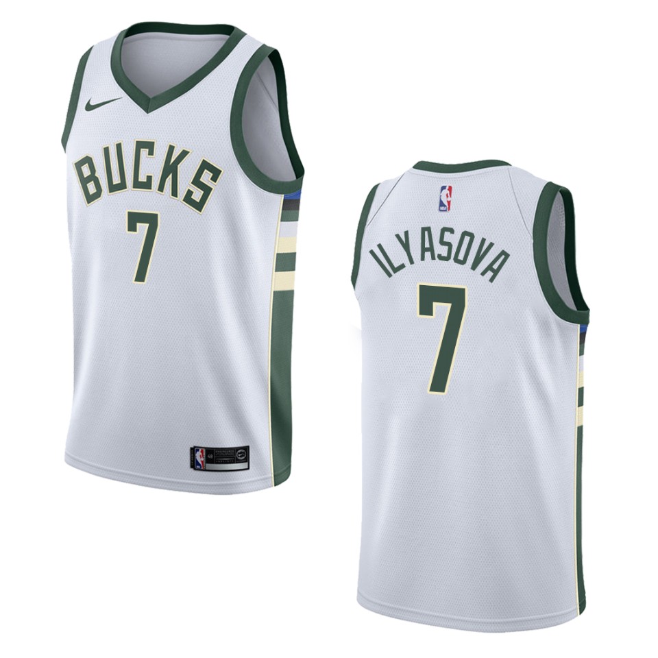 Men's Milwaukee Bucks #7 Ersan Ilyasova Association Swingman Jersey - White