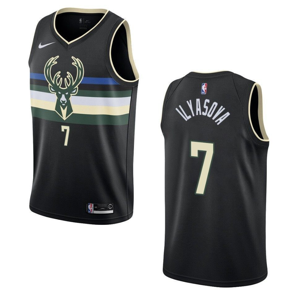 Men's Milwaukee Bucks 7 Ersan Ilyasova Statement Swingman Jersey - Black - JS617 