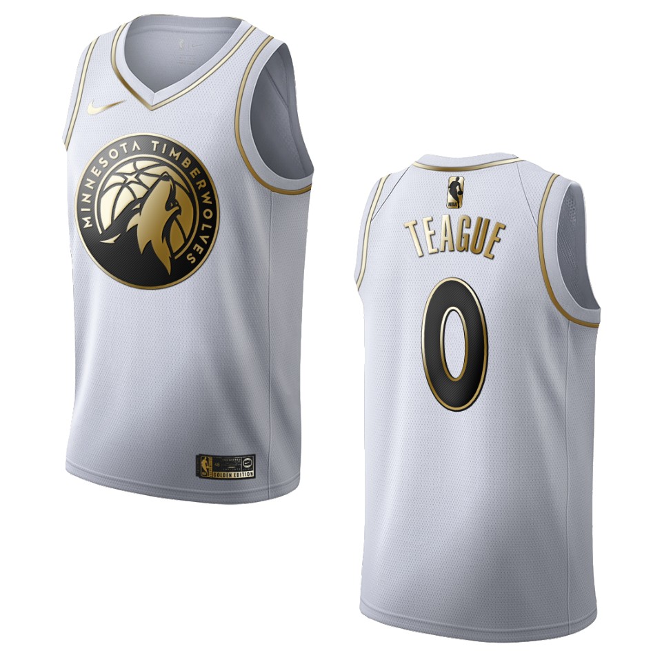 Men’s Minnesota Timberwolves #0 Jeff Teague Golden Edition Jersey – White
