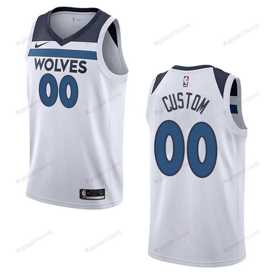 Men's Minnesota Timberwolves 00 Custom Association Swingman Jersey - White - JS356 
