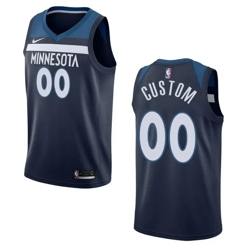 Men's Minnesota Timberwolves 00 Custom Icon Swingman Jersey - Navy - JS719 