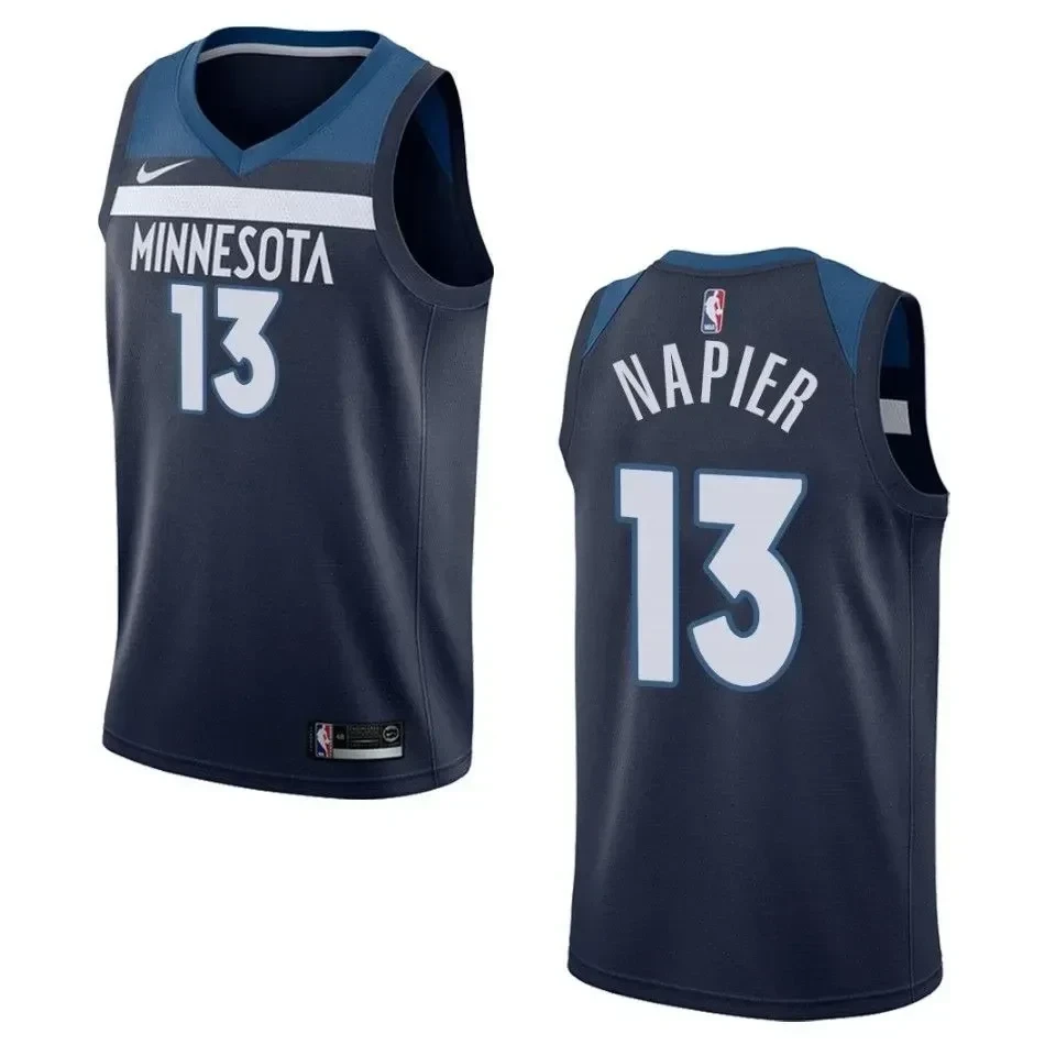 Men's Minnesota Timberwolves 13 Shabazz Napier Icon Swingman Jersey - Navy - JS681 