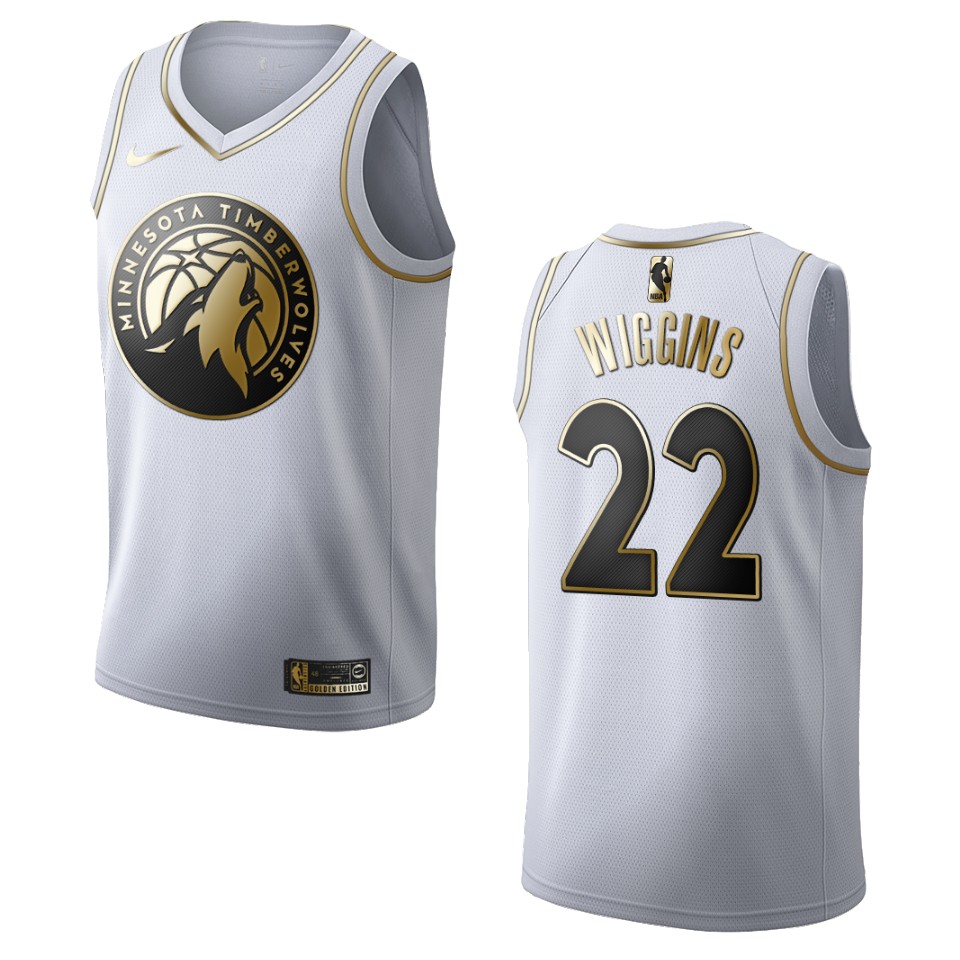 Men’s Minnesota Timberwolves #22 Andrew Wiggins Golden Edition Jersey – White