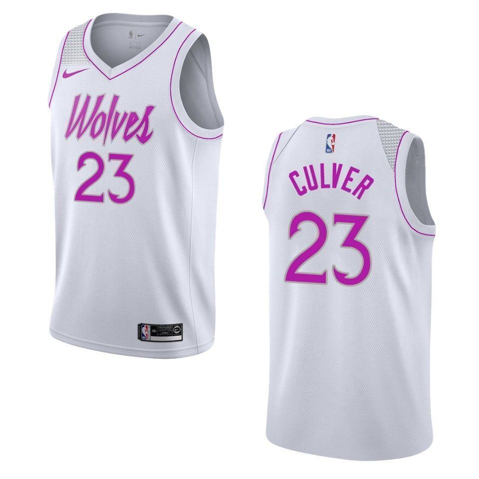 Men's Minnesota Timberwolves 23 Jarrett Culver Earned Swingman Jersey - White - JS138 