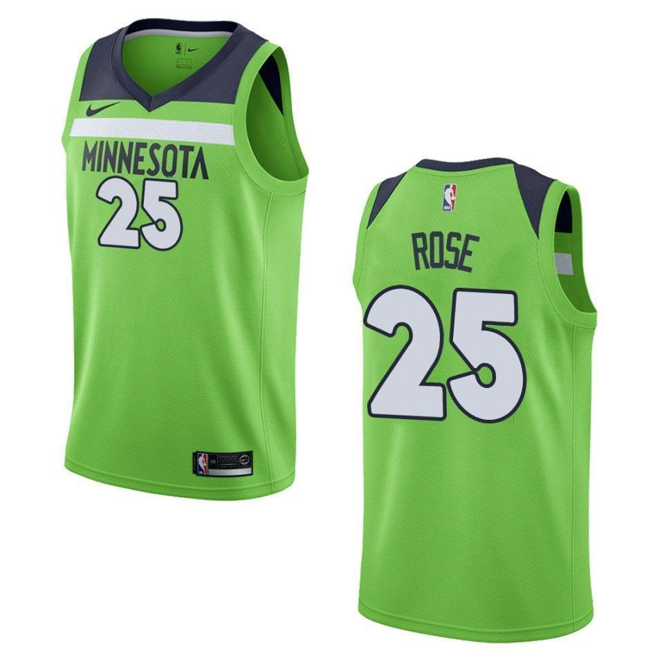 Men's Minnesota Timberwolves 25 Derrick Rose Statement Swingman Jersey - Green - JS693 
