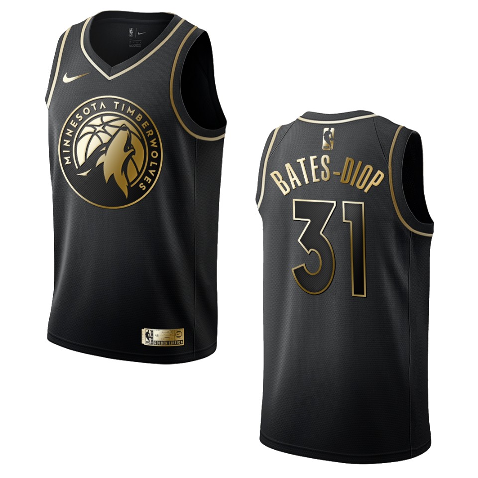Men’s Minnesota Timberwolves #31 Keita Bates-diop Golden Edition Jersey – Black
