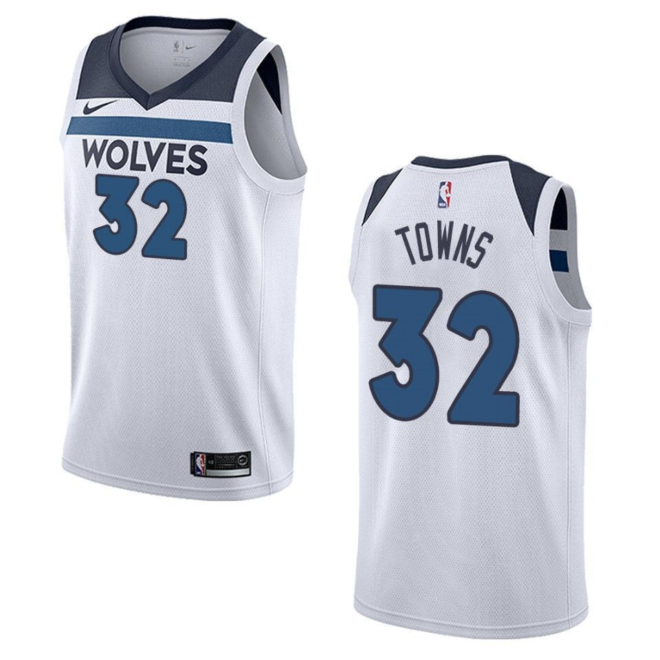 Men's Minnesota Timberwolves 32 Karl-anthony Towns Association Swingman Jersey - White - JS714 