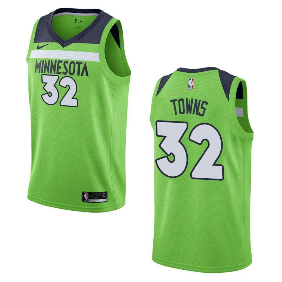 Men's Minnesota Timberwolves 32 Karl-anthony Towns Statement Swingman Jersey - Green - JS769 