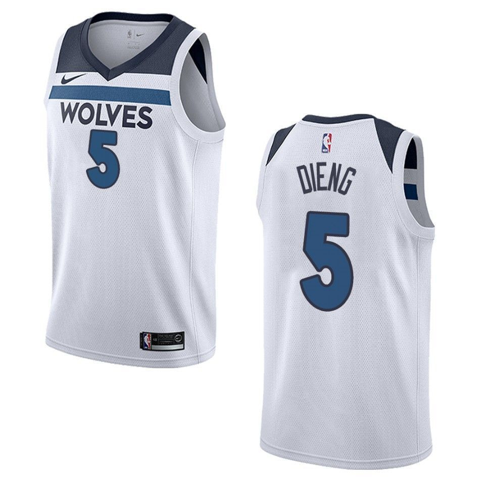 Men's Minnesota Timberwolves 5 Gorgui Dieng Association Swingman Jersey - White - JS565 