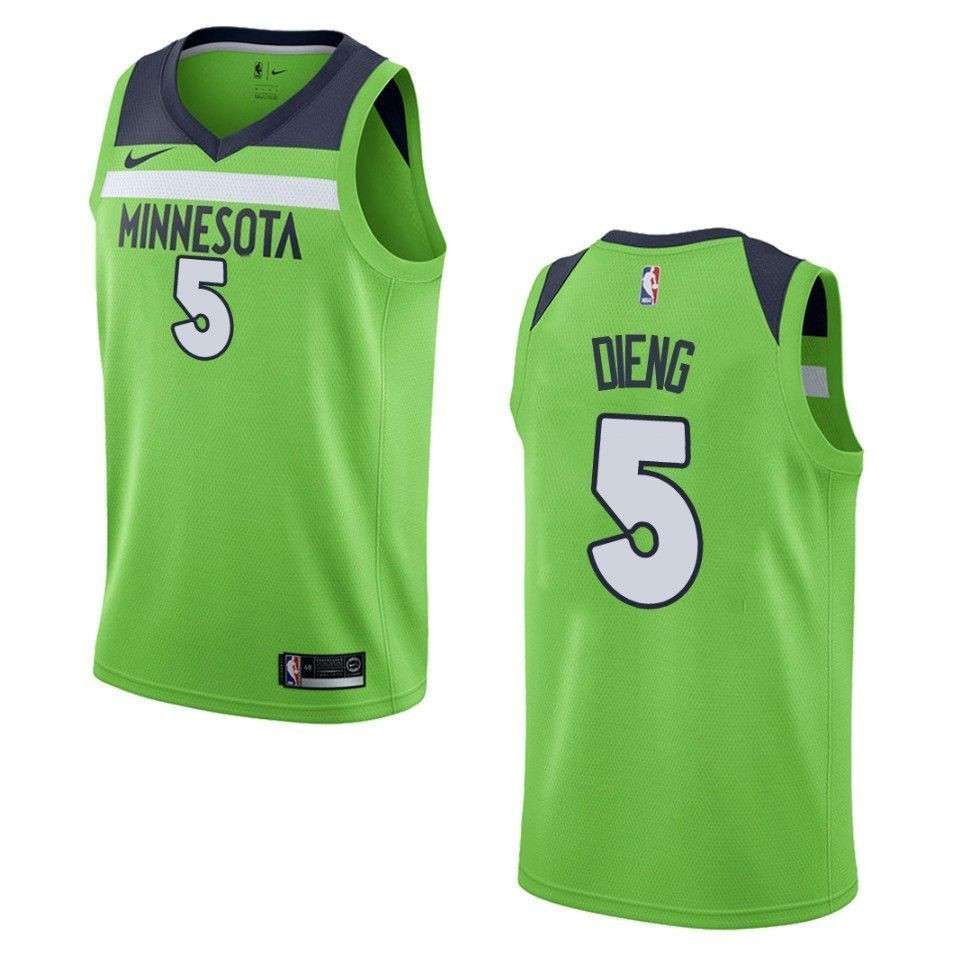 Men's Minnesota Timberwolves 5 Gorgui Dieng Statement Swingman Jersey - Green - JS717 
