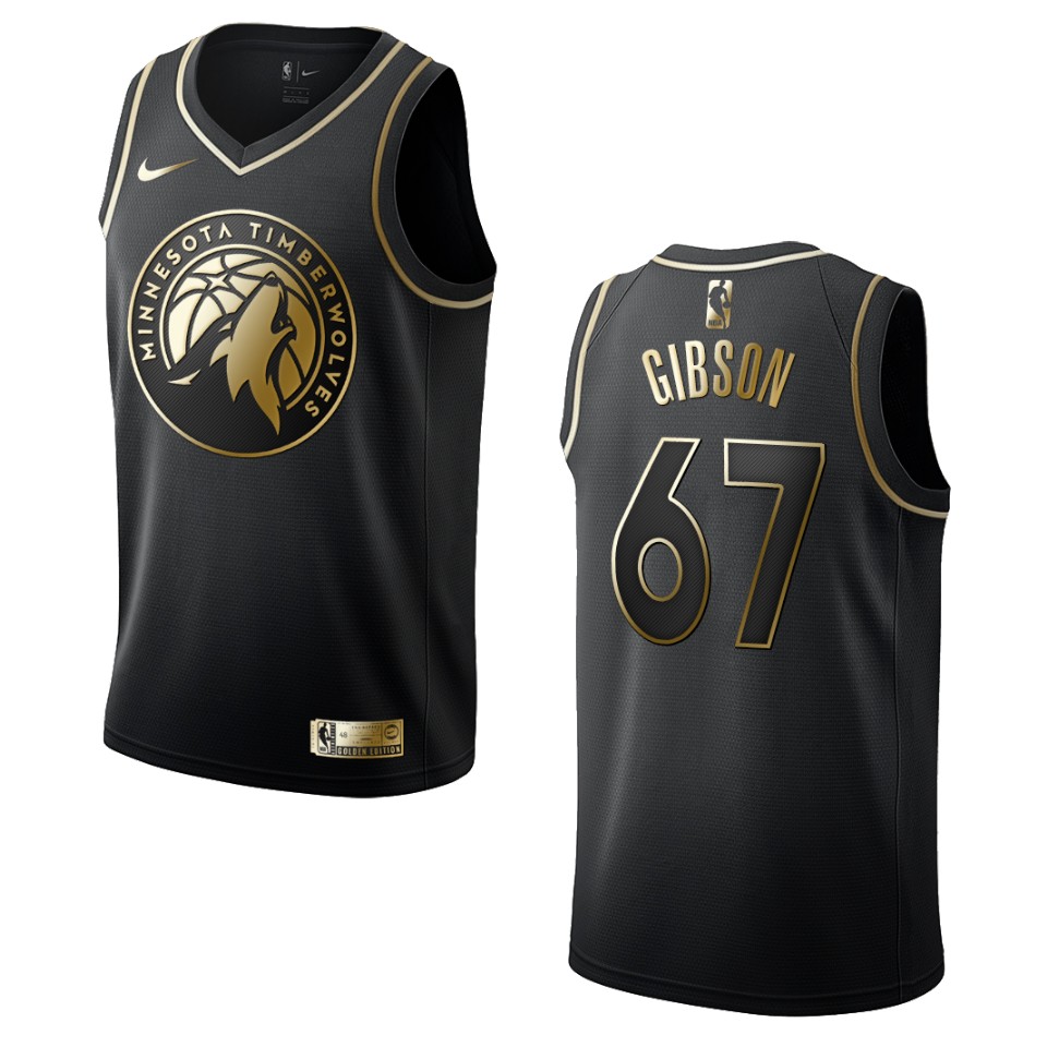 Men’s Minnesota Timberwolves #67 Taj Gibson Golden Edition Jersey – Black