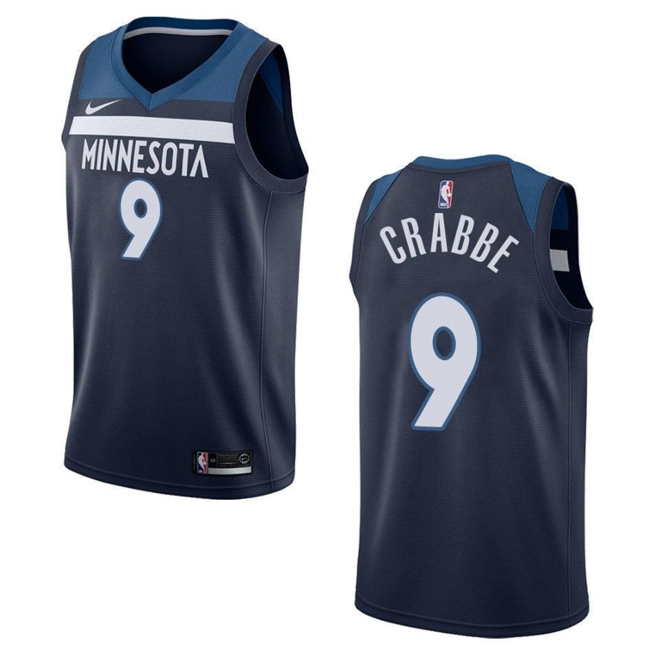 Men's Minnesota Timberwolves 9 Allen Crabbe Icon Swingman Jersey - Navy - JS187 