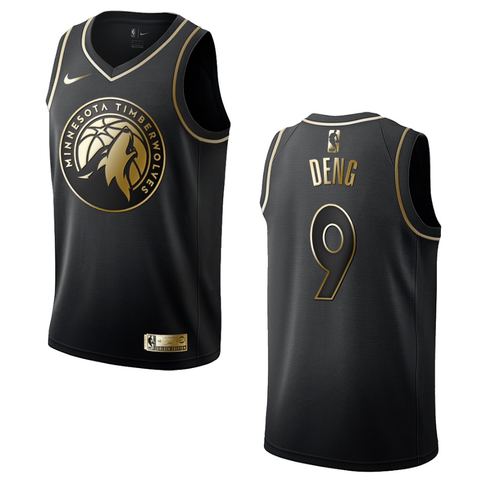 Men’s Minnesota Timberwolves #9 Luol Deng Golden Edition Jersey – Black