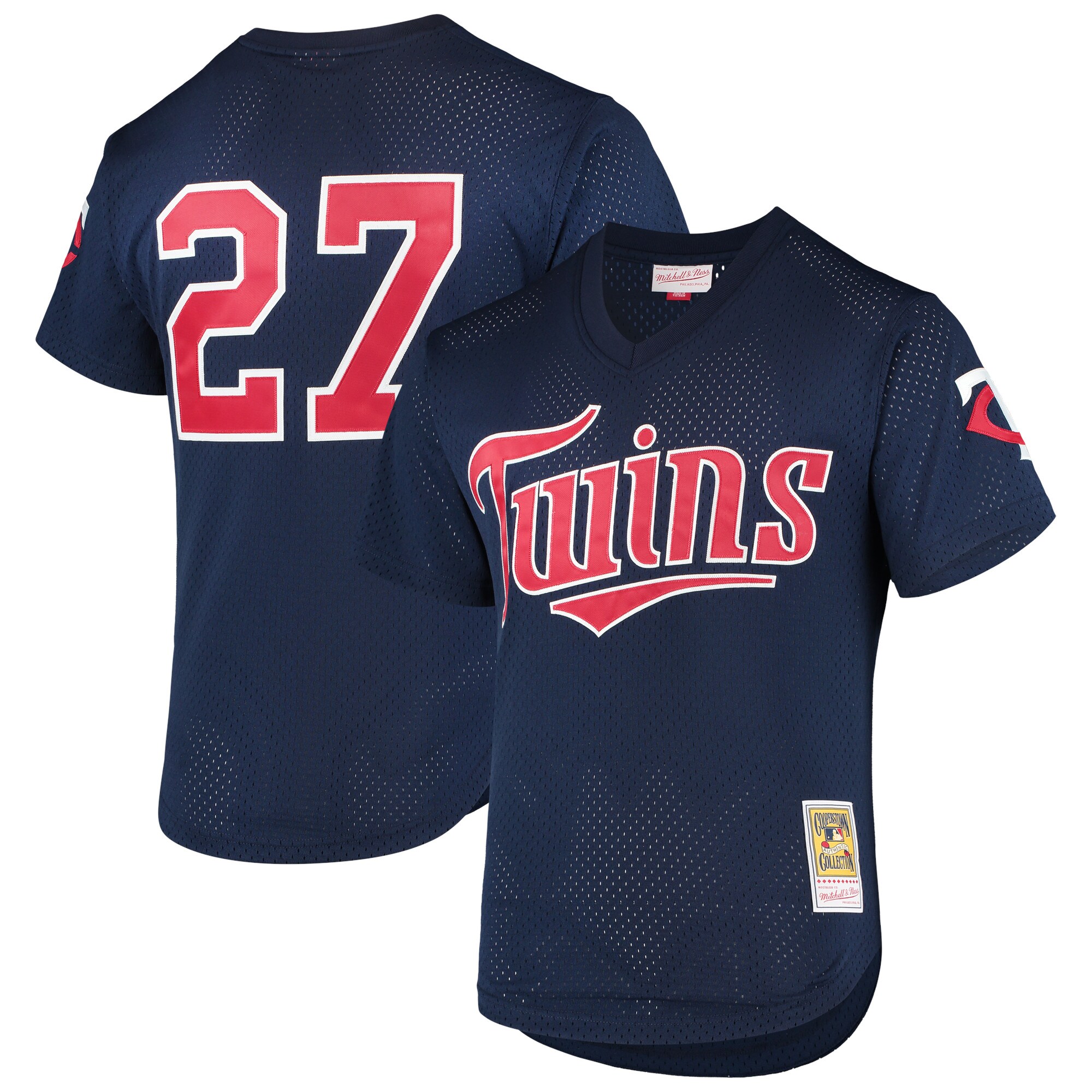 Men's Minnesota Twins David Ortiz Mitchell & Ness Navy 2002 Cooperstown Collection Mesh Batting Practice Jersey 