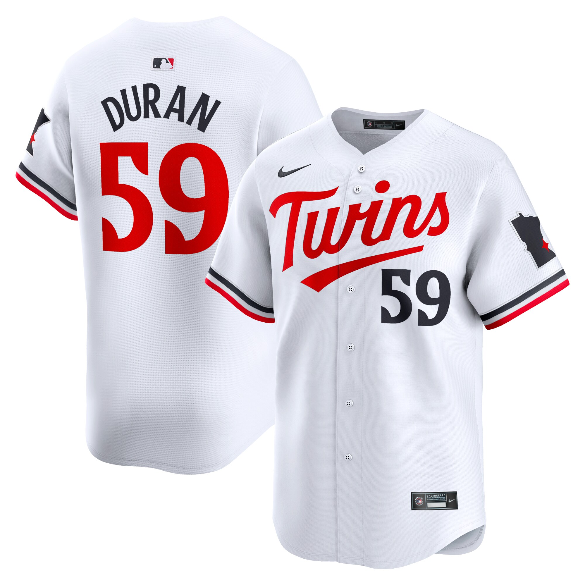 Men's Minnesota Twins Jhoan Duran White Home Limited Player Jersey 