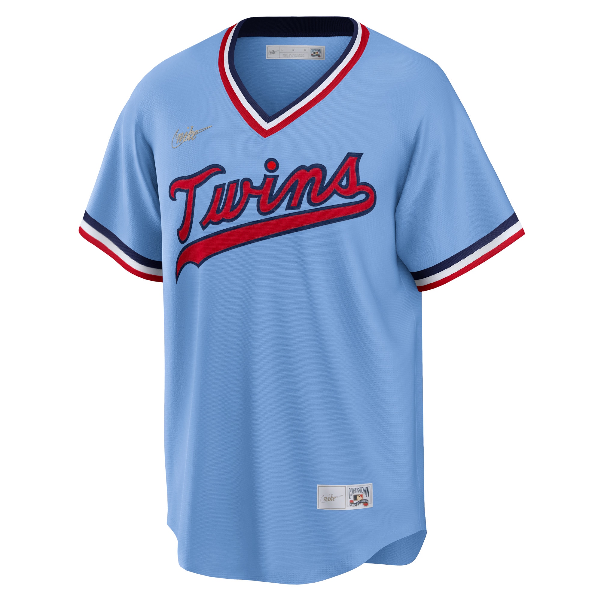 Alternative view of Men's Minnesota Twins Light Blue Road Cooperstown Collection Team Jersey 