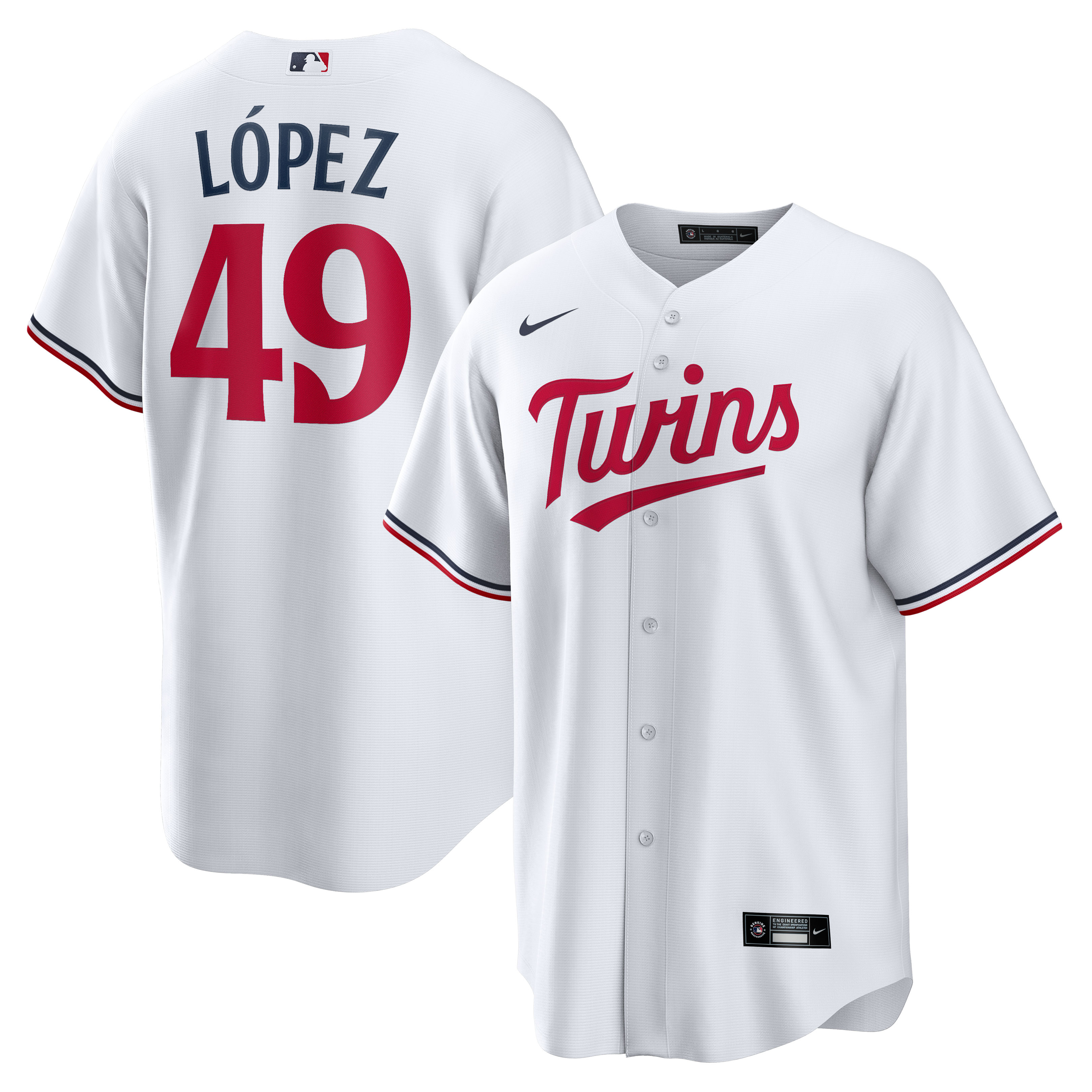 Men's Minnesota Twins Pablo López White Home Player Jersey 