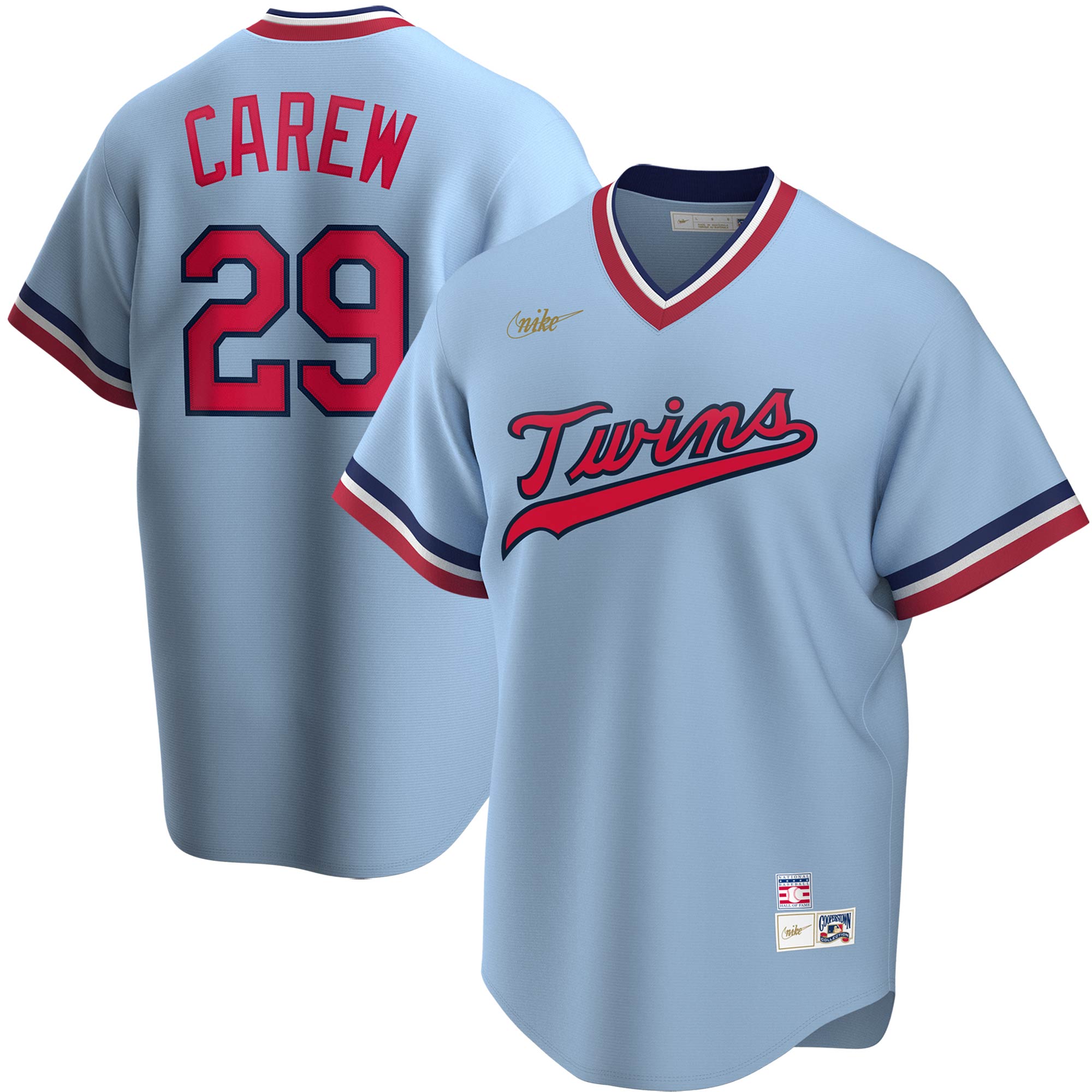 Men's Minnesota Twins Rod Carew Light Blue Road Cooperstown Collection Player Jersey 