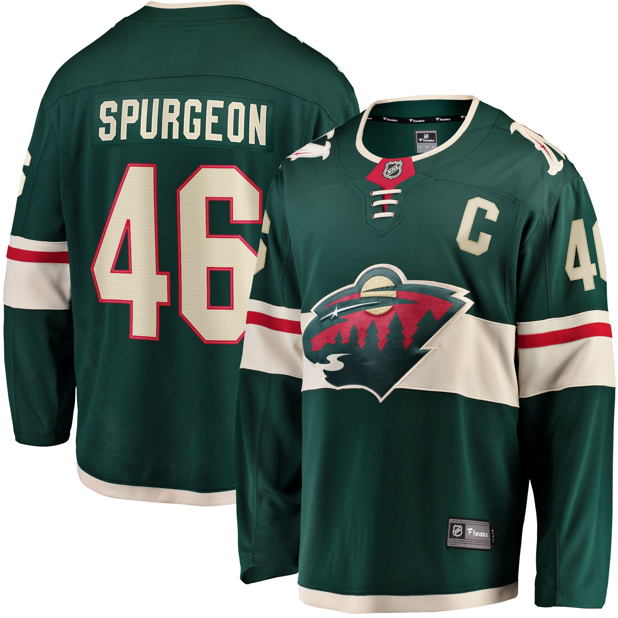 Men's Minnesota Wild Jared Spurgeon Green Home Breakaway Player Jersey - JS682 