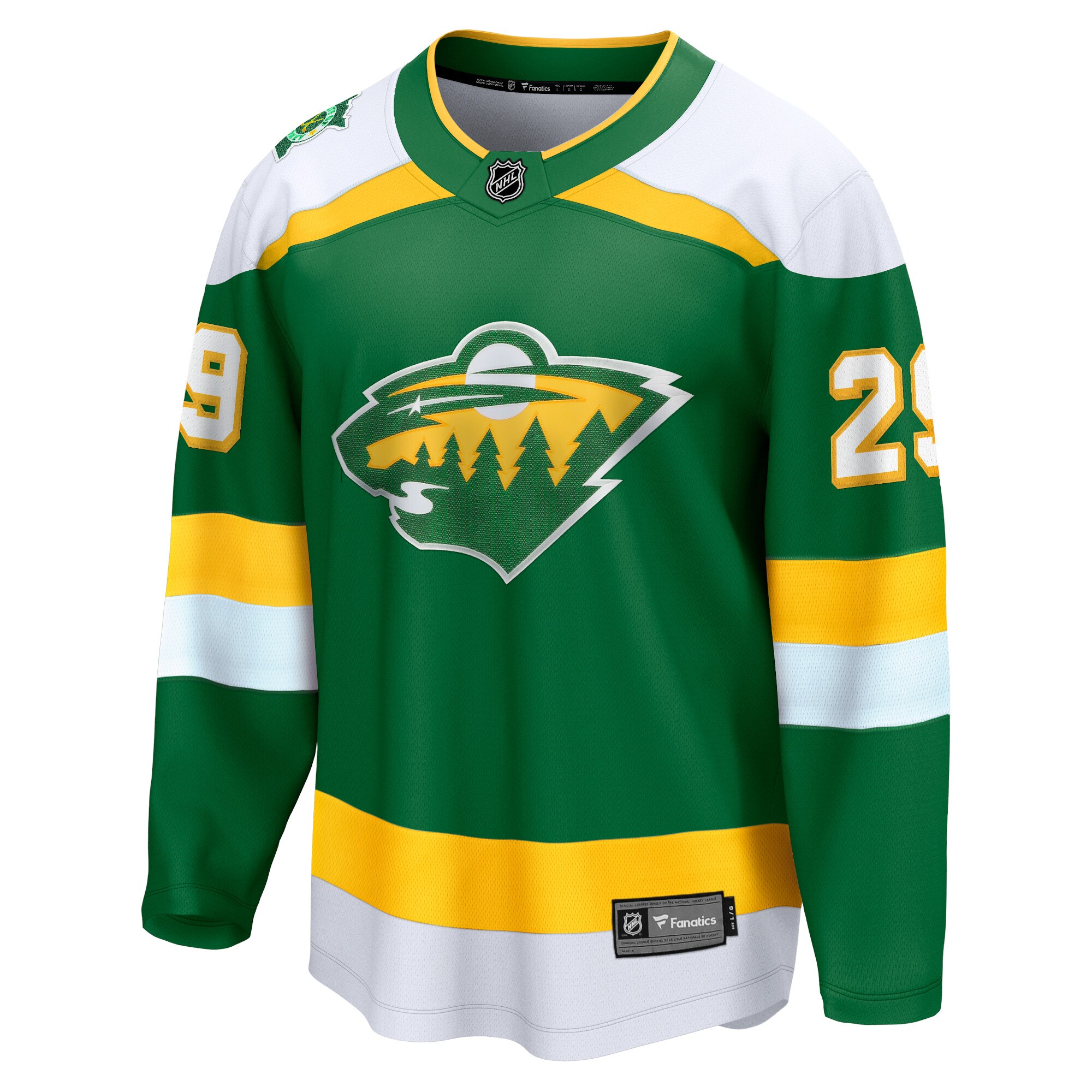 Alternative view of Men's Minnesota Wild Marc-Andre Fleury Green Alternate Premier Breakaway Player Jersey - JS552 