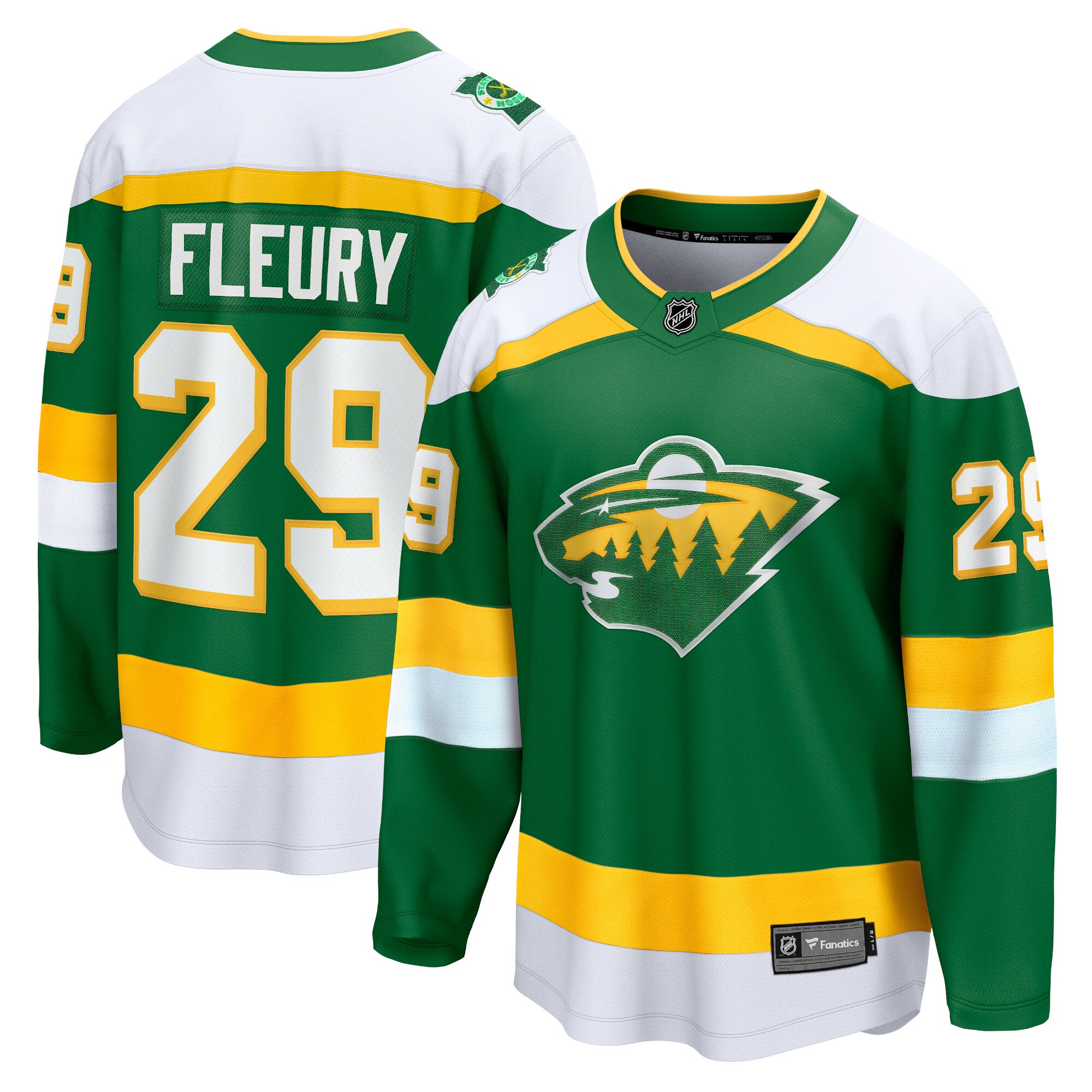 Men's Minnesota Wild Marc-Andre Fleury Green Alternate Premier Breakaway Player Jersey - JS552 