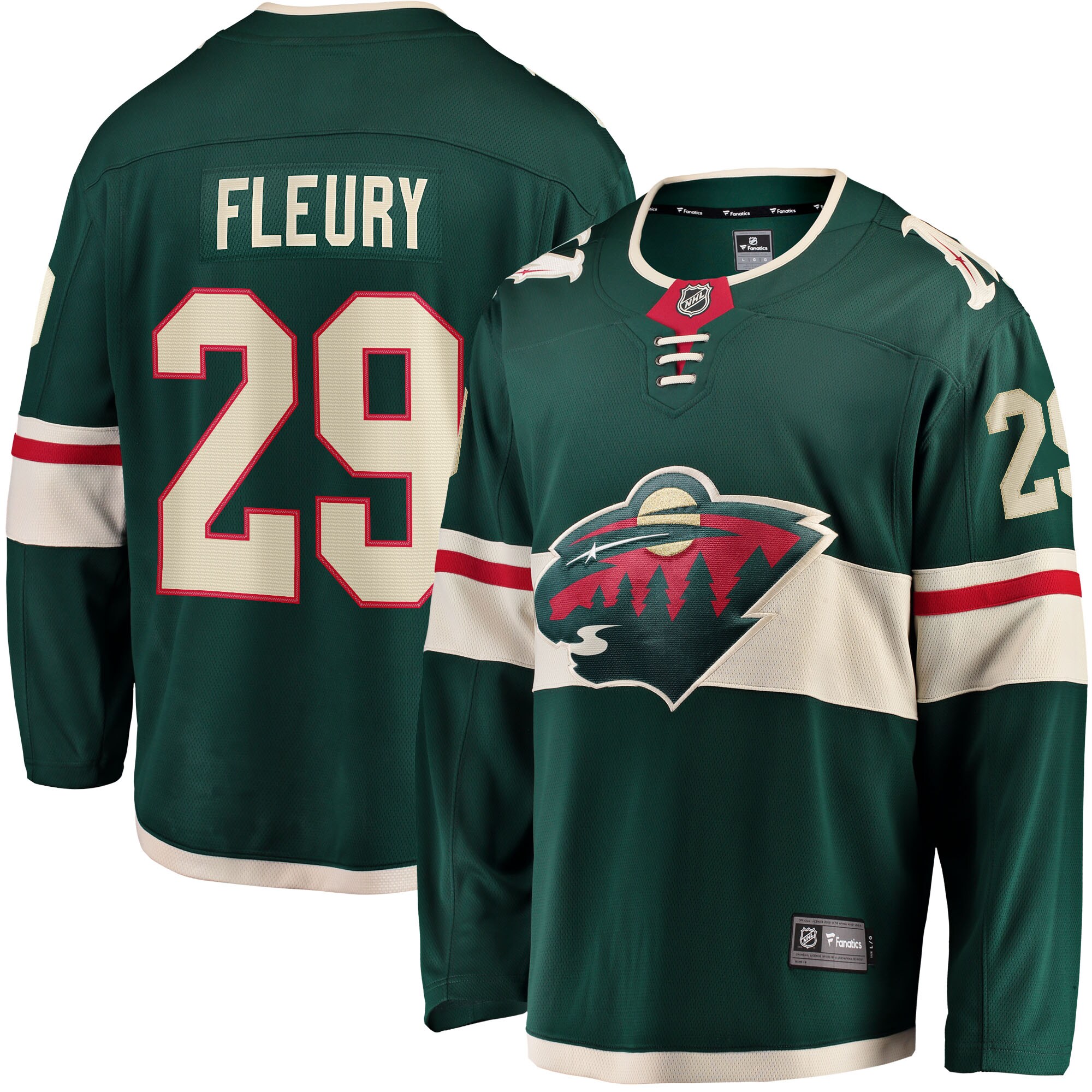 Men's Minnesota Wild Marc-Andre Fleury Green Home Breakaway Player Jersey - JS866 