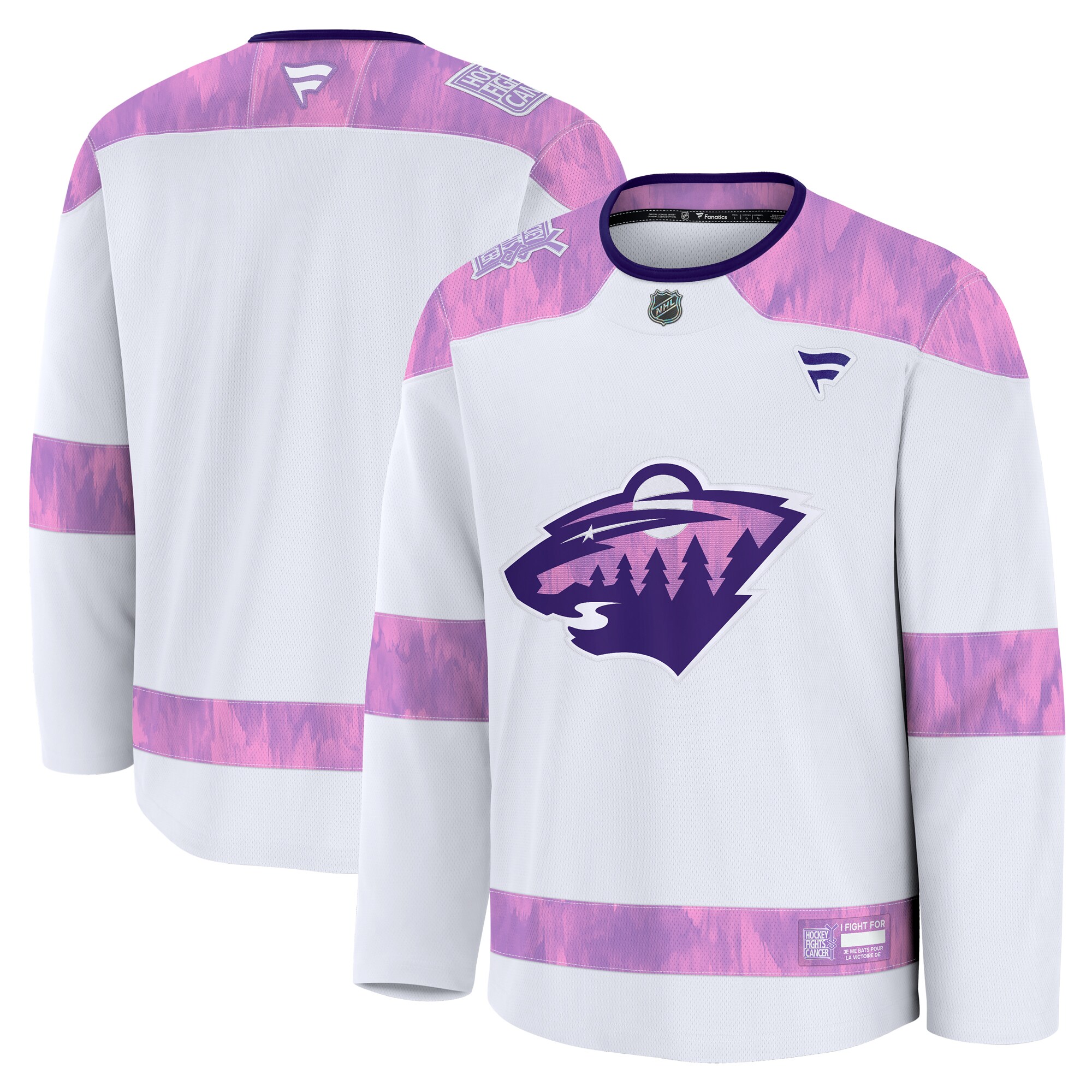 Men's Minnesota Wild White 2024 Hockey Fights Cancer Practice Jersey - JS867 