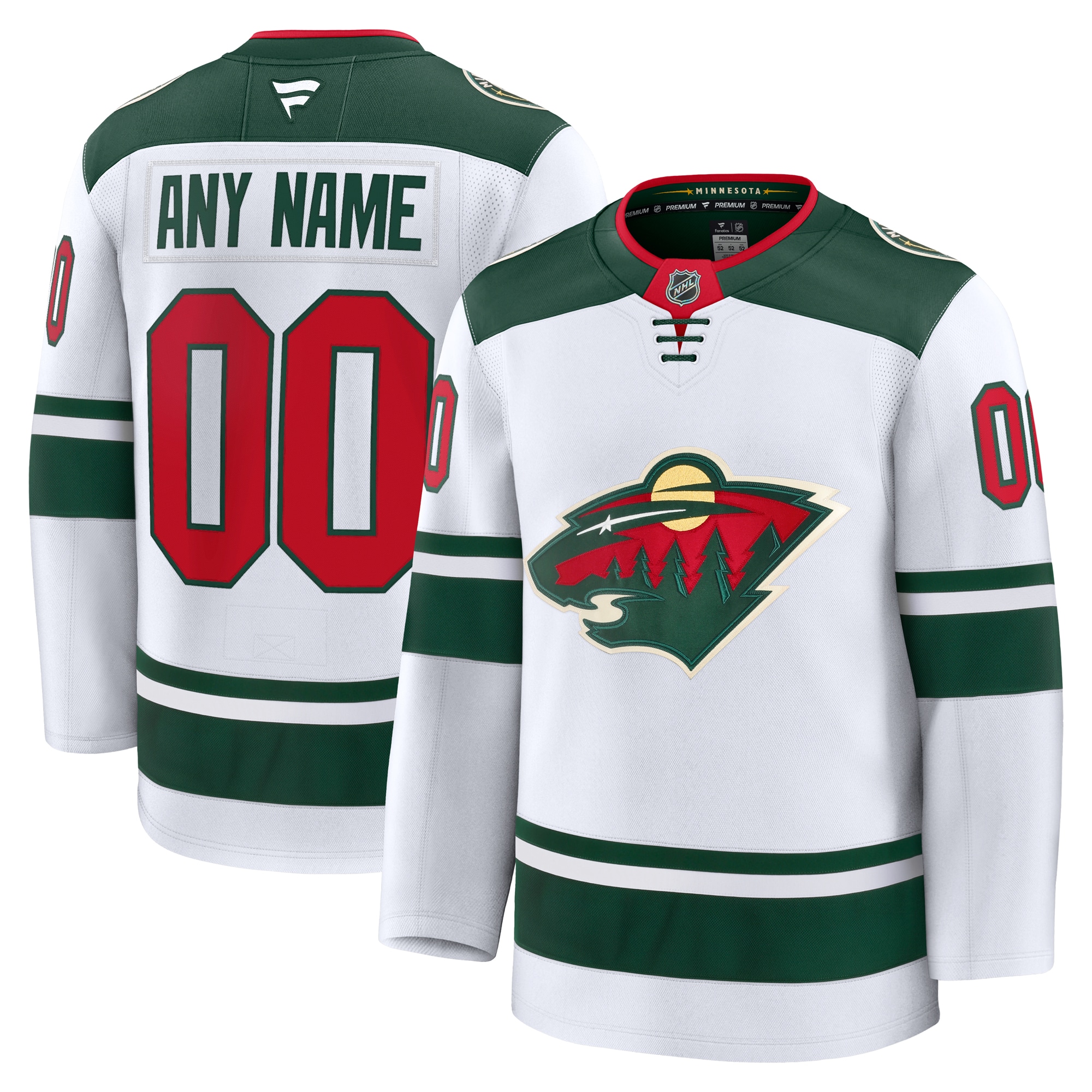 Men's Minnesota Wild White Away Premium Custom Jersey - JS986 