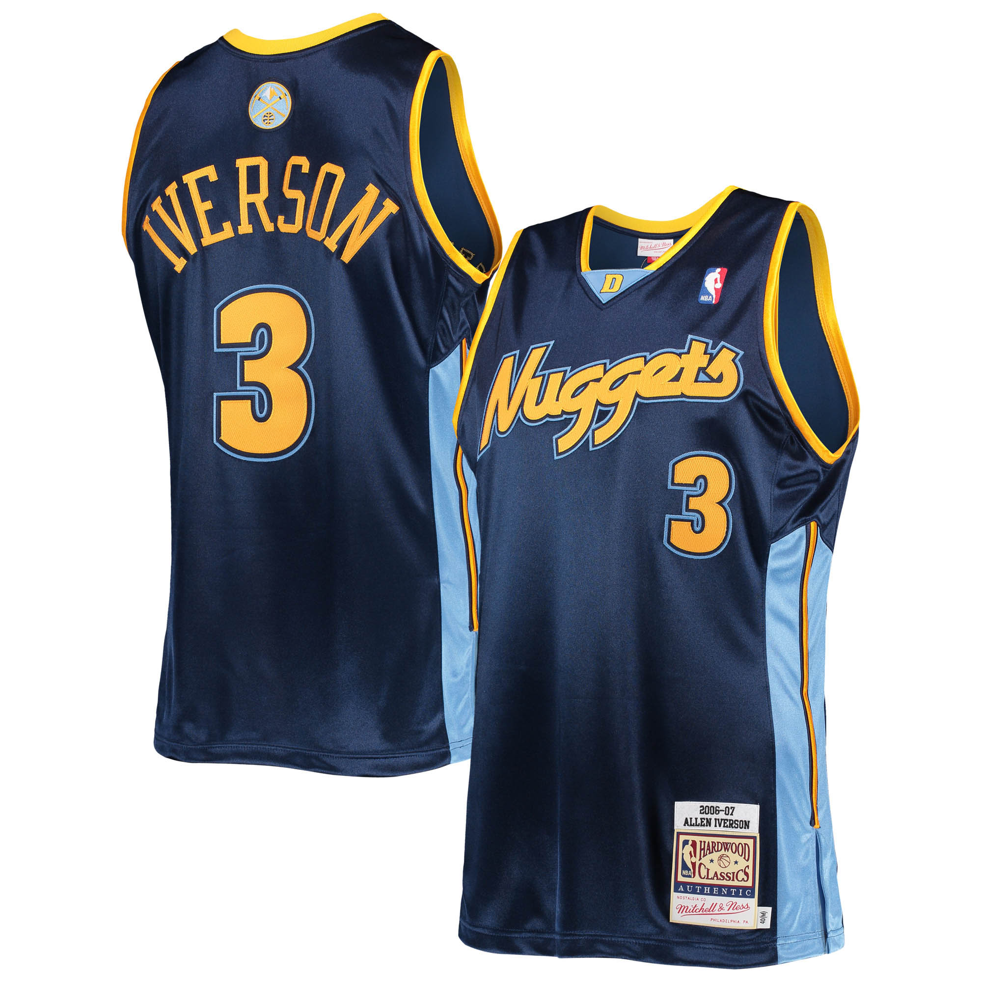Men's Mitchell & Ness Allen Iverson Navy Denver Nuggets Hardwood Classics Authentic 2006 Jersey