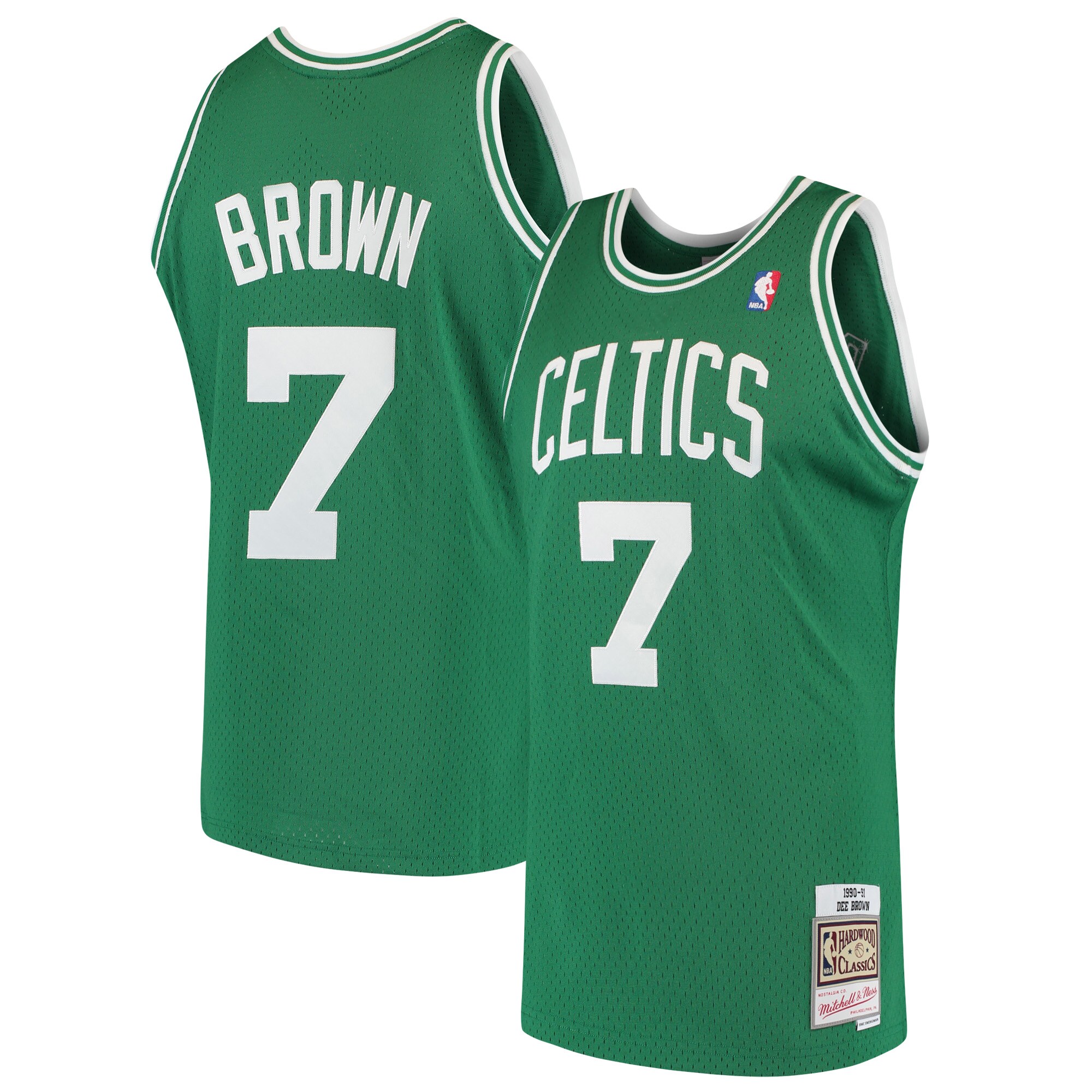 Men's Mitchell & Ness Dee Brown Kelly Green Boston Celtics 1985-86 Hardwood Classics Swingman Jersey