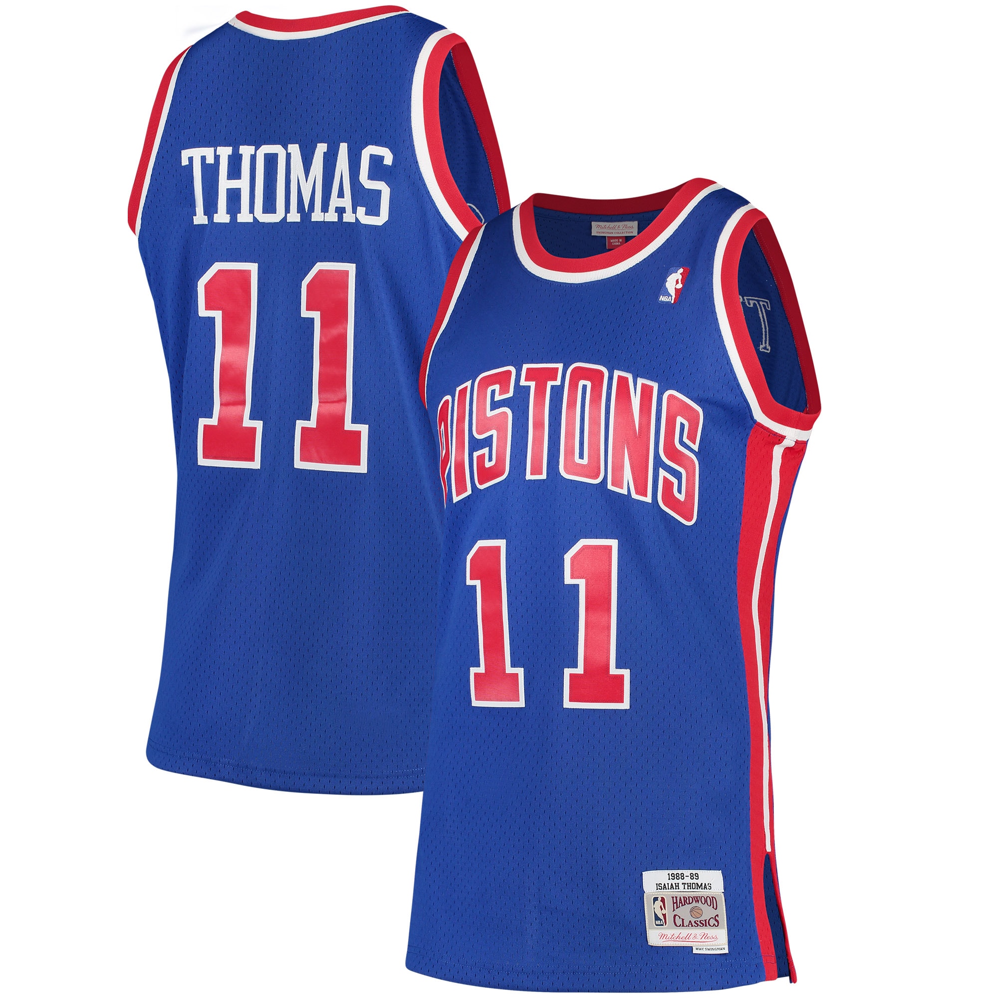 Men's Mitchell & Ness Isiah Thomas Blue Detroit Pistons 1988-89 Hardwood Classics Swingman Jersey