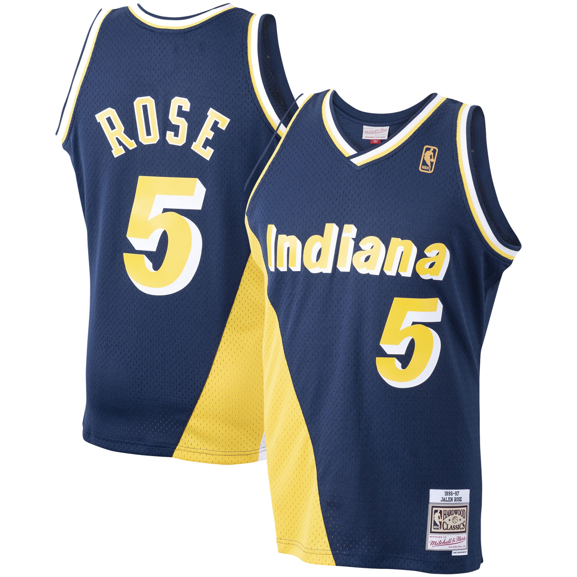 Men's Mitchell & Ness Jalen Rose Navy Indiana Pacers 1996-97 Hardwood Classics Swingman Jersey