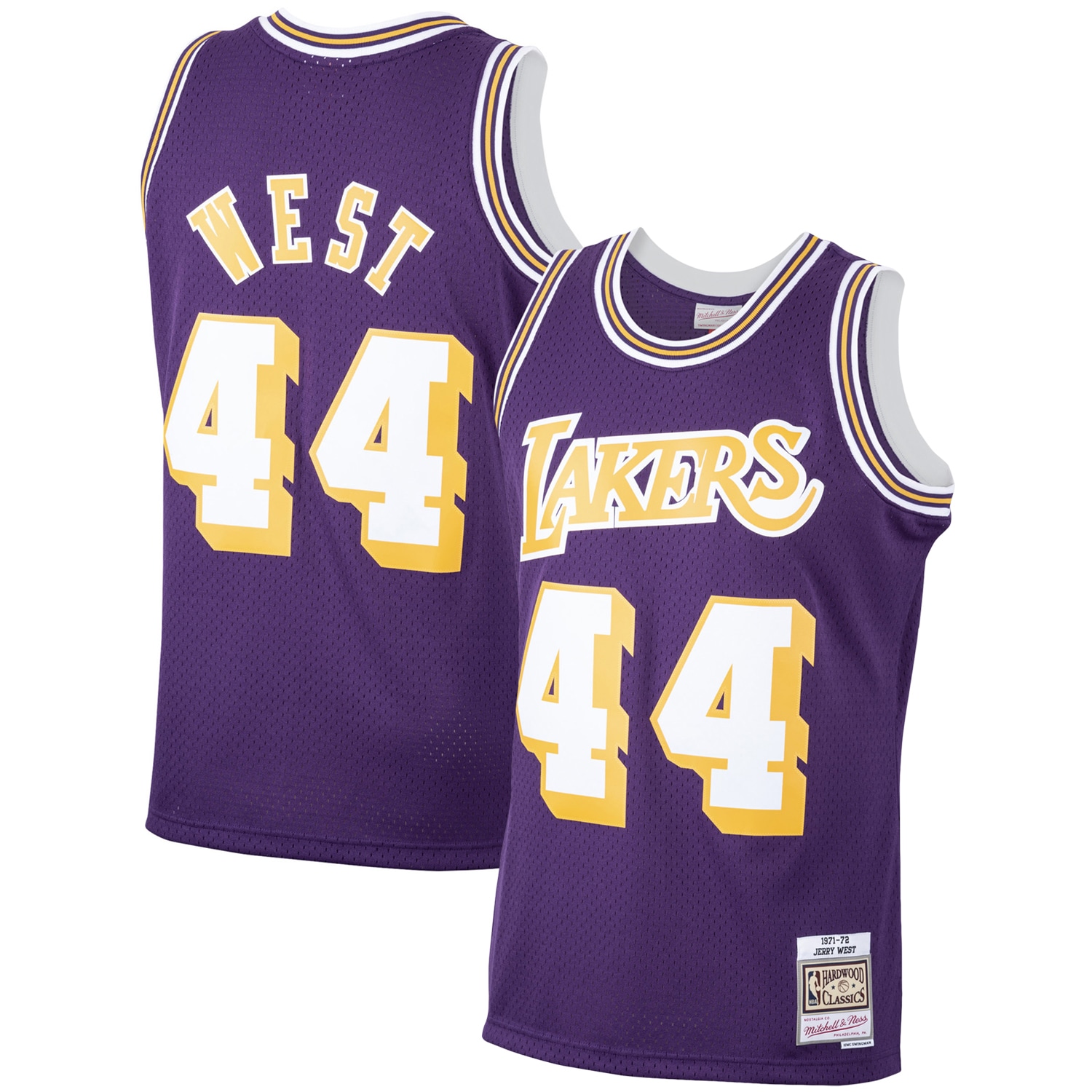 Men's Mitchell & Ness Jerry West Purple Los Angeles Lakers 1971-72 Hardwood Classics Swingman Player Jersey