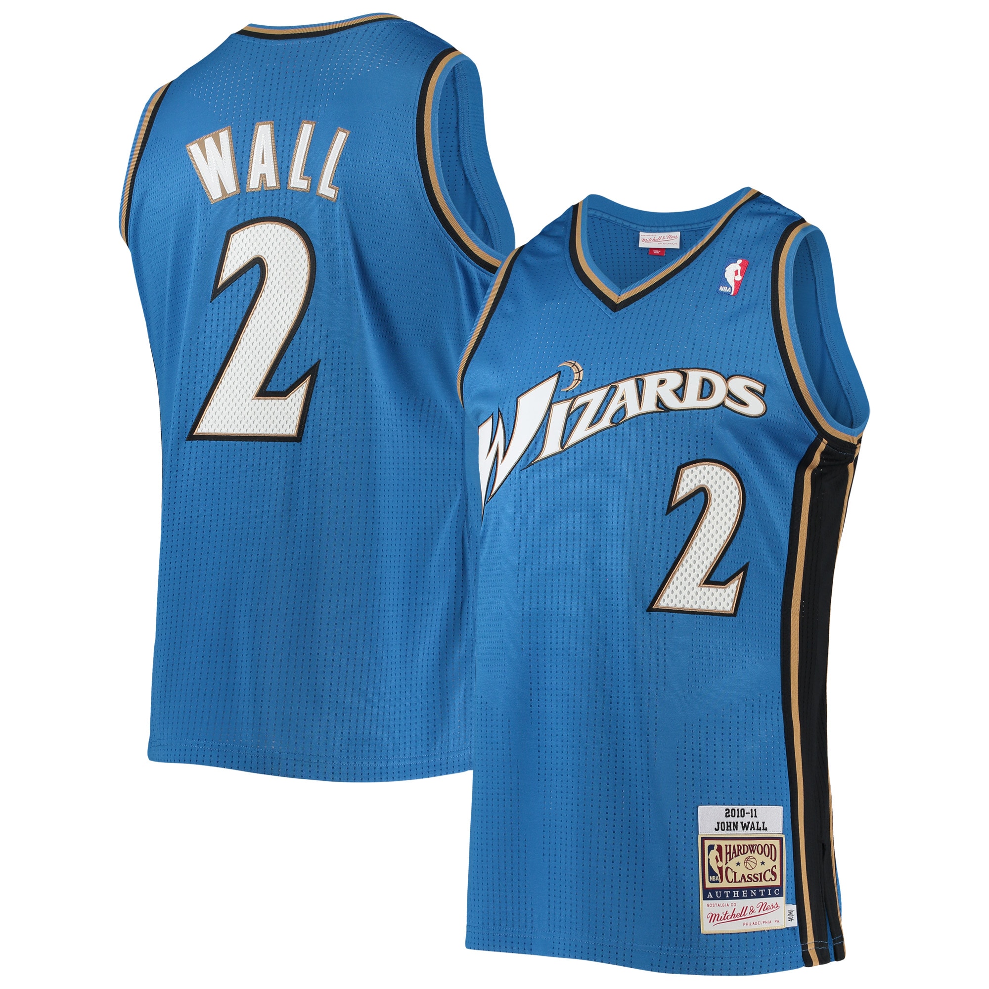 Men's Mitchell & Ness John Wall Blue Washington Wizards 2010-11 Hardwood Classics Authentic Jersey