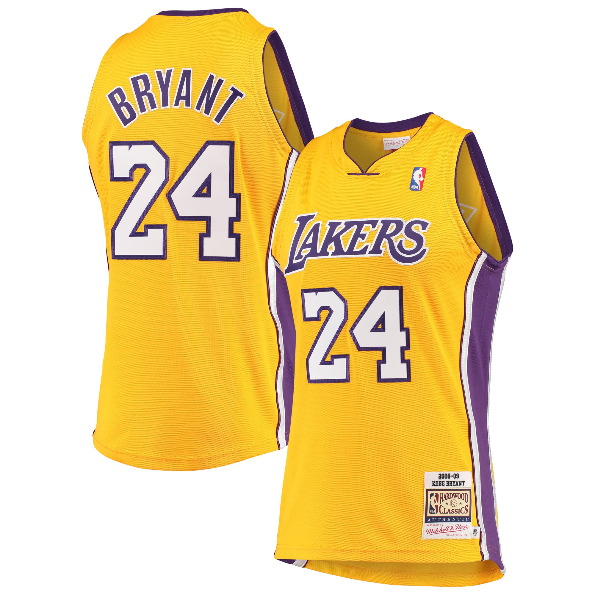 Men's Mitchell & Ness Kobe Bryant Gold Los Angeles Lakers Hardwood Classics 2008-09 Authentic Jersey