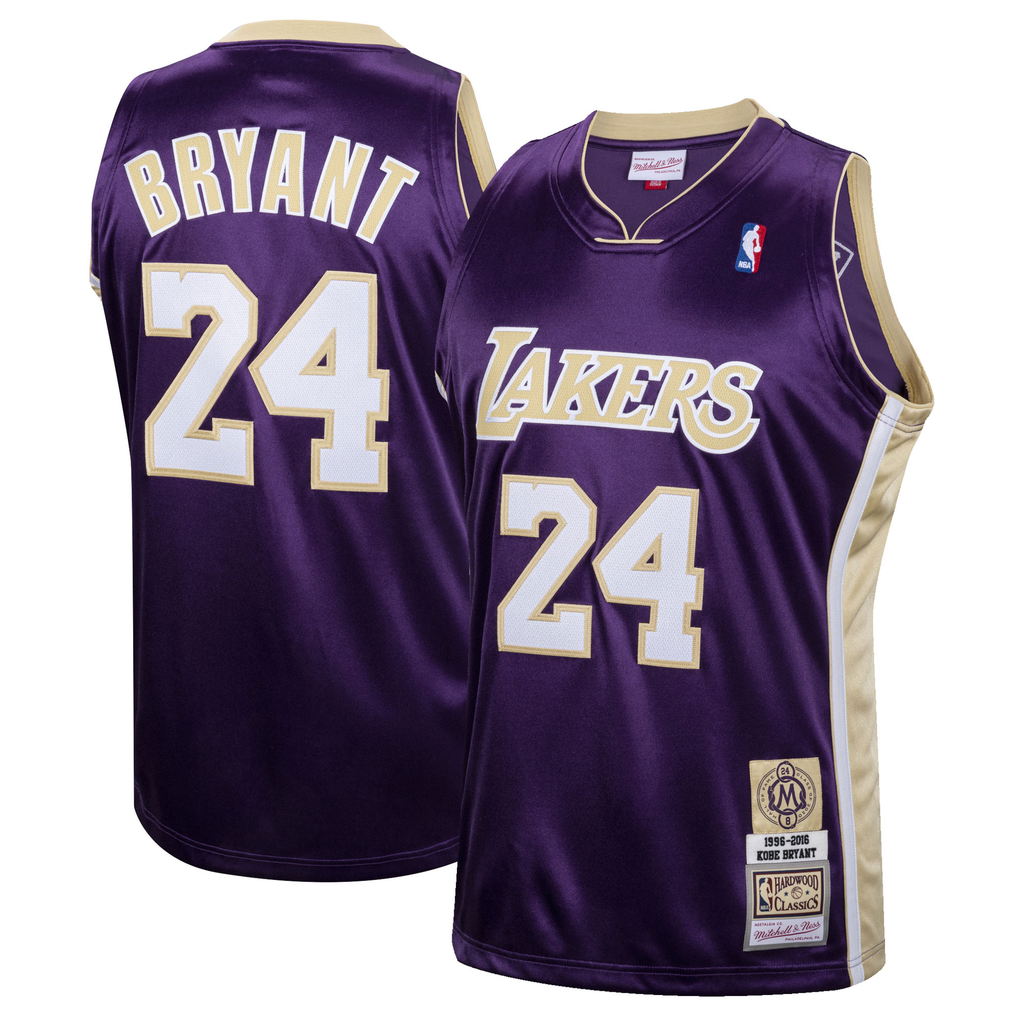 Men's Mitchell & Ness Kobe Bryant Purple Los Angeles Lakers Hall Of Fame Class Of 2020 #24 Authentic Hardwood Classics Jersey