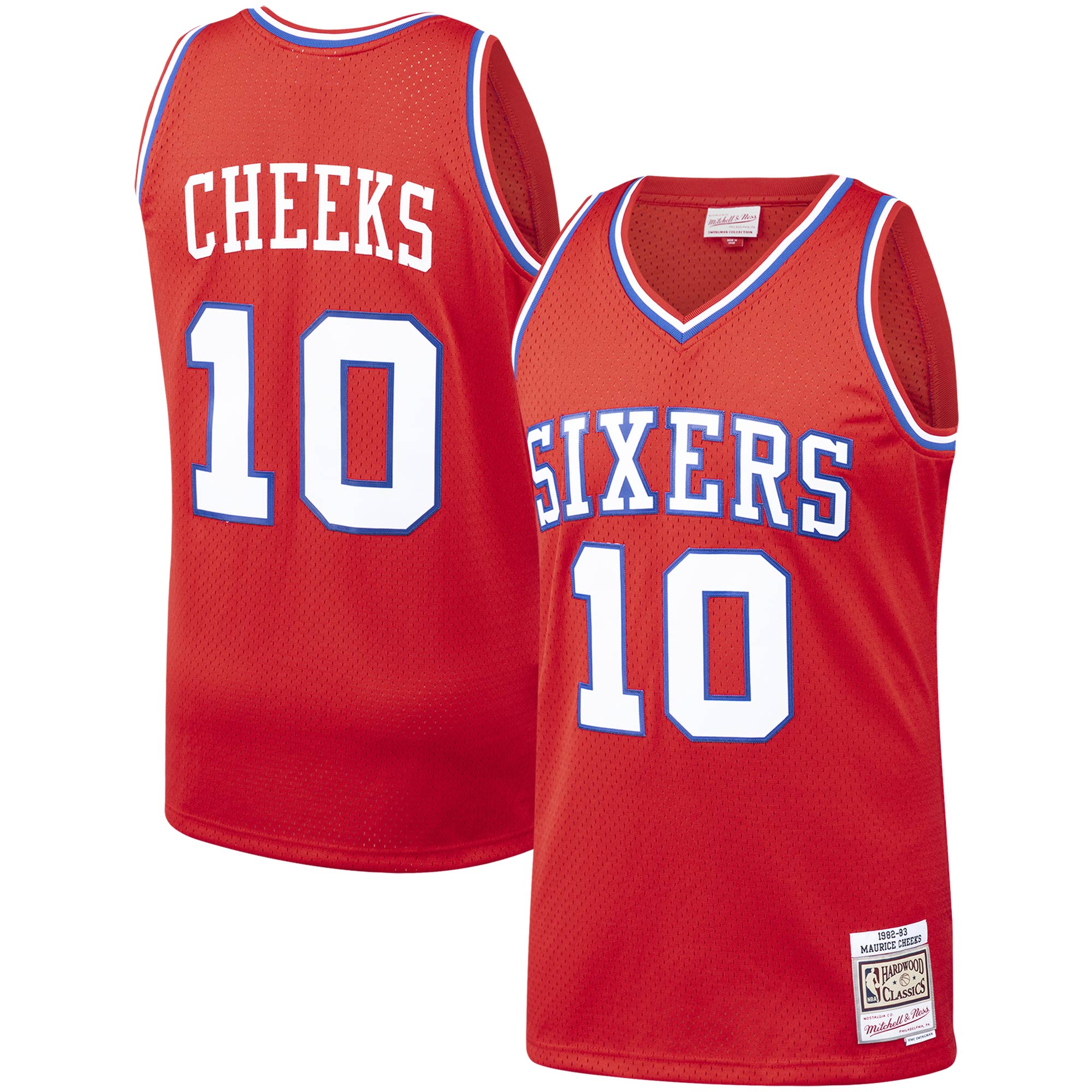 Men's Mitchell & Ness Maurice Cheeks Red Philadelphia 76ers 1982-83 Hardwood Classics Swingman Player Jersey