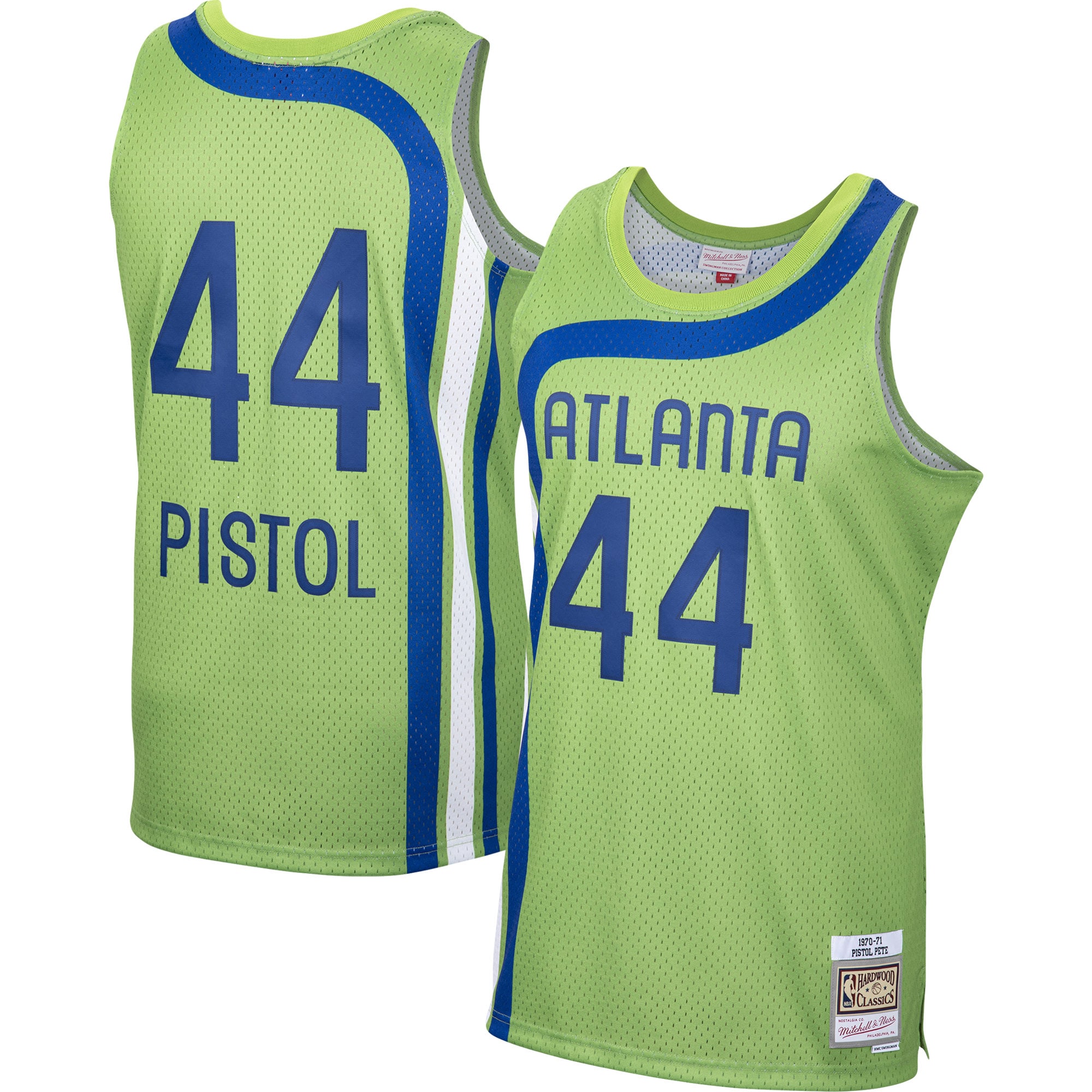 Men's Mitchell & Ness Pete Maravich Green Atlanta Hawks 1976/77 Hardwood Classics Swingman Jersey