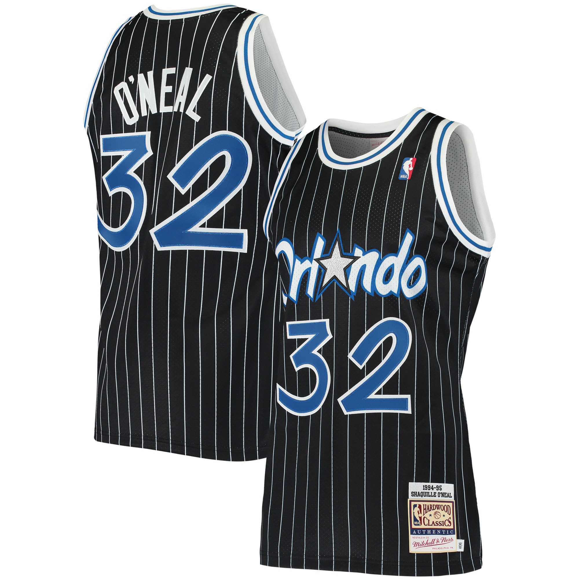 Men's Mitchell & Ness Shaquille O'neal Black Orlando Magic 1994 Hardwood Classics Authentic Jersey