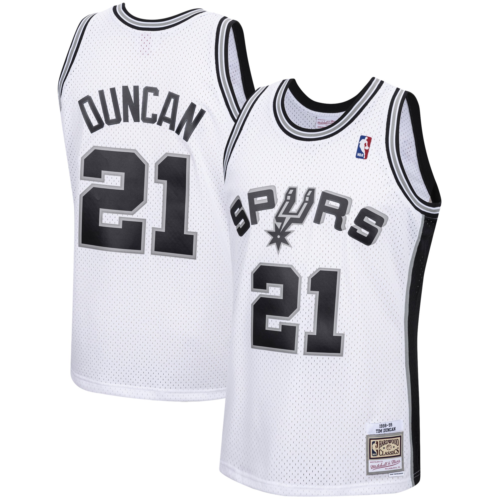 Men's Mitchell & Ness Tim Duncan White San Antonio Spurs 1998-99 Hardwood Classics Swingman Jersey