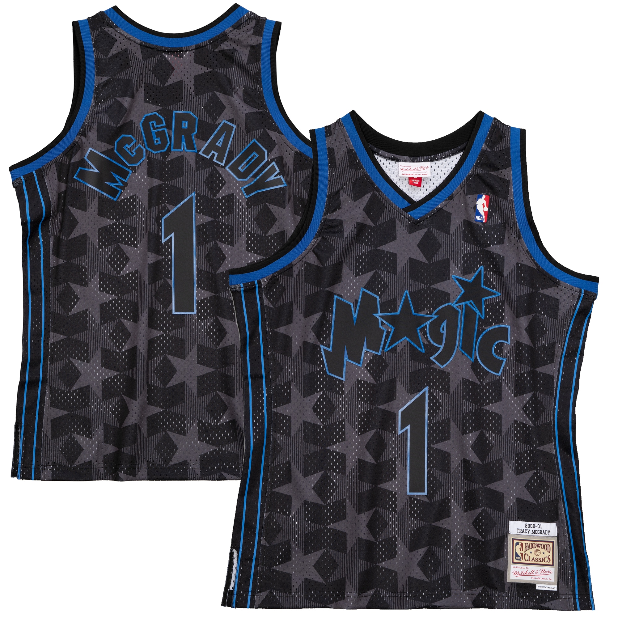 Men's Mitchell & Ness Tracy Mcgrady Black Orlando Magic 2000-01 Hardwood Classics Reload 2.0 Swingman Jersey