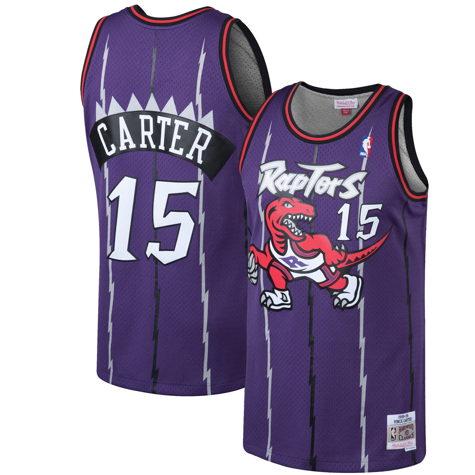 Men's Mitchell & Ness Vince Carter Purple Toronto Raptors 1998-99 Hardwood Classics Swingman Jersey
