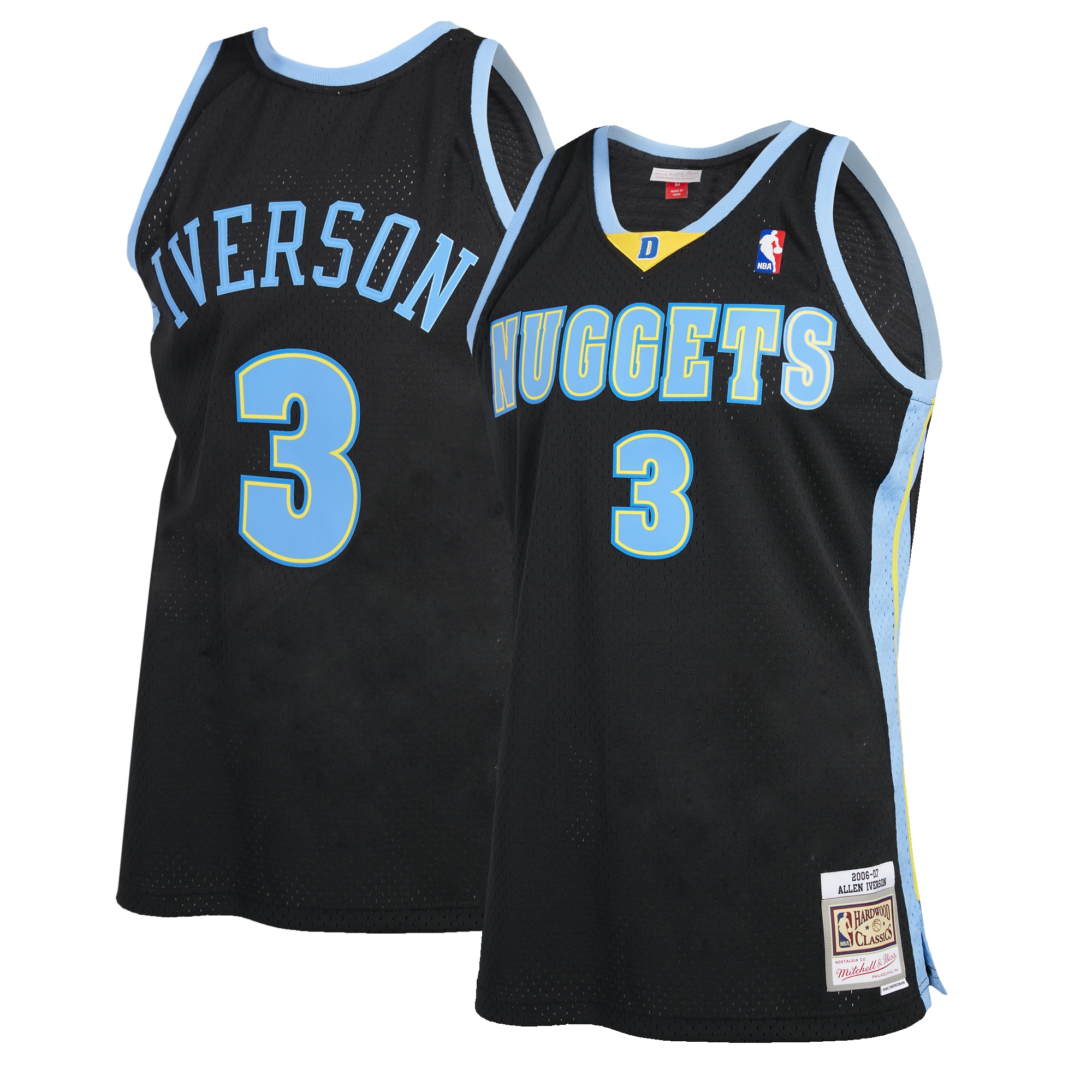 Men's Mitchell & Ness Allen Iverson Black Denver Nuggets 2006-2007 Hardwood Classics Reload 2.0 Swingman Jersey