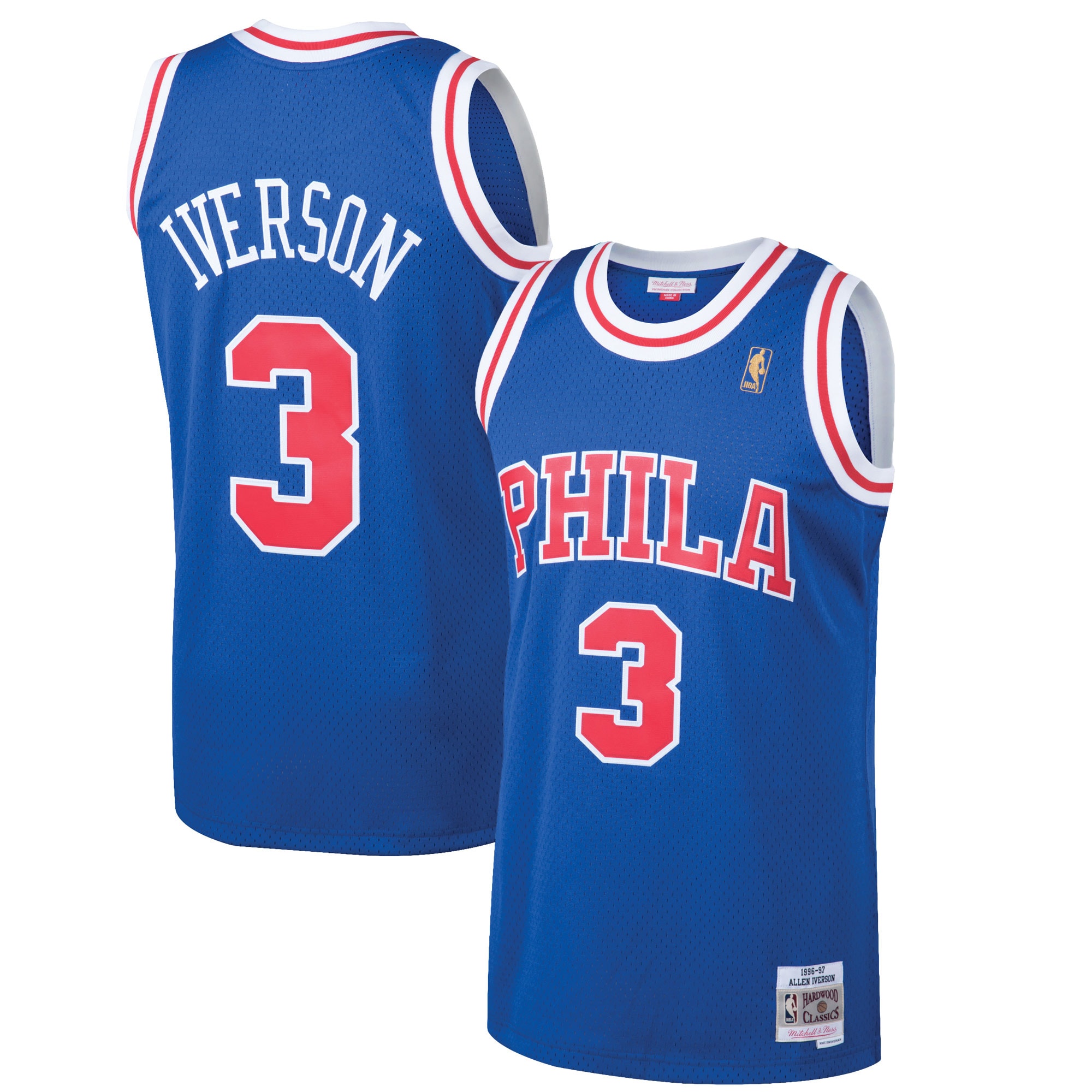Men's Mitchell & Ness Allen Iverson Royal Philadelphia 76ers 1996-97 Hardwood Classics Swingman Jersey - JS193 