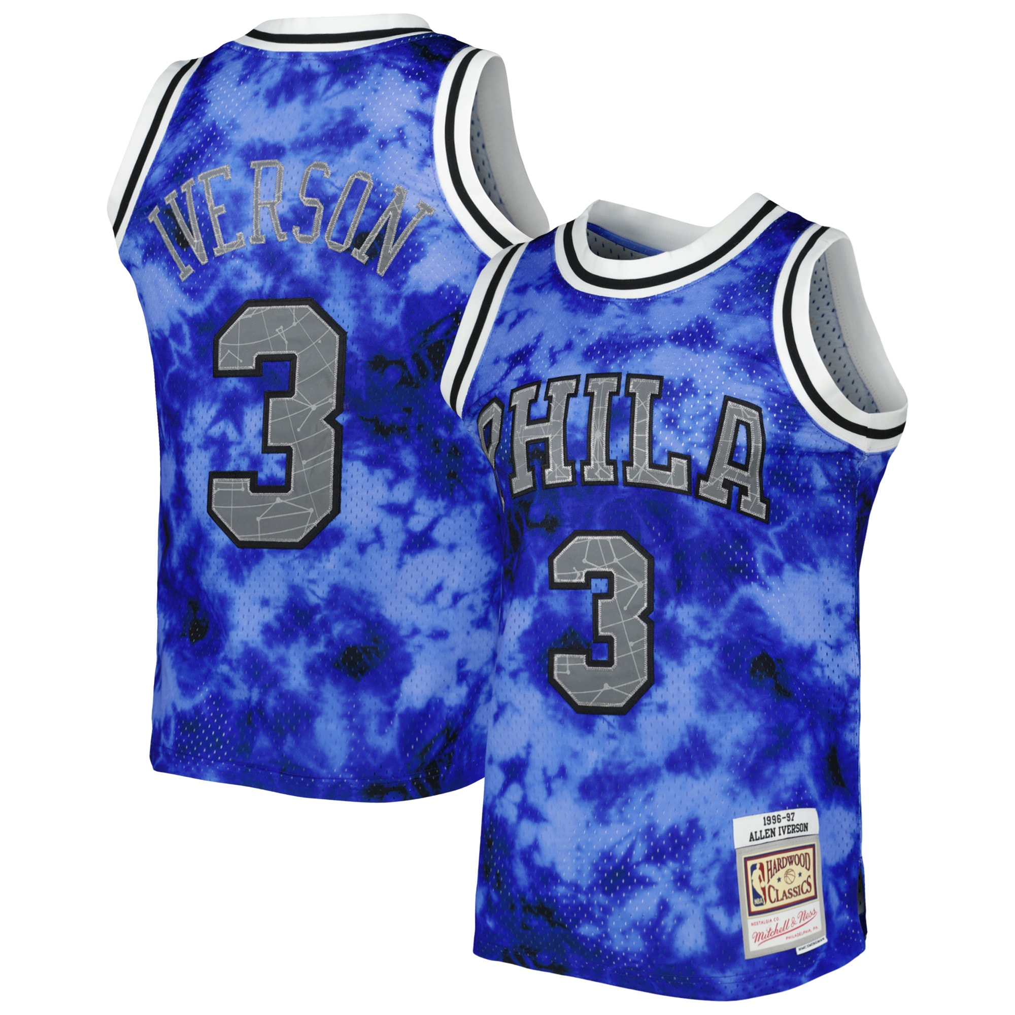 Men's Mitchell & Ness Allen Iverson Royal Philadelphia 76ers 1996/97 Galaxy Swingman Jersey - JS607 