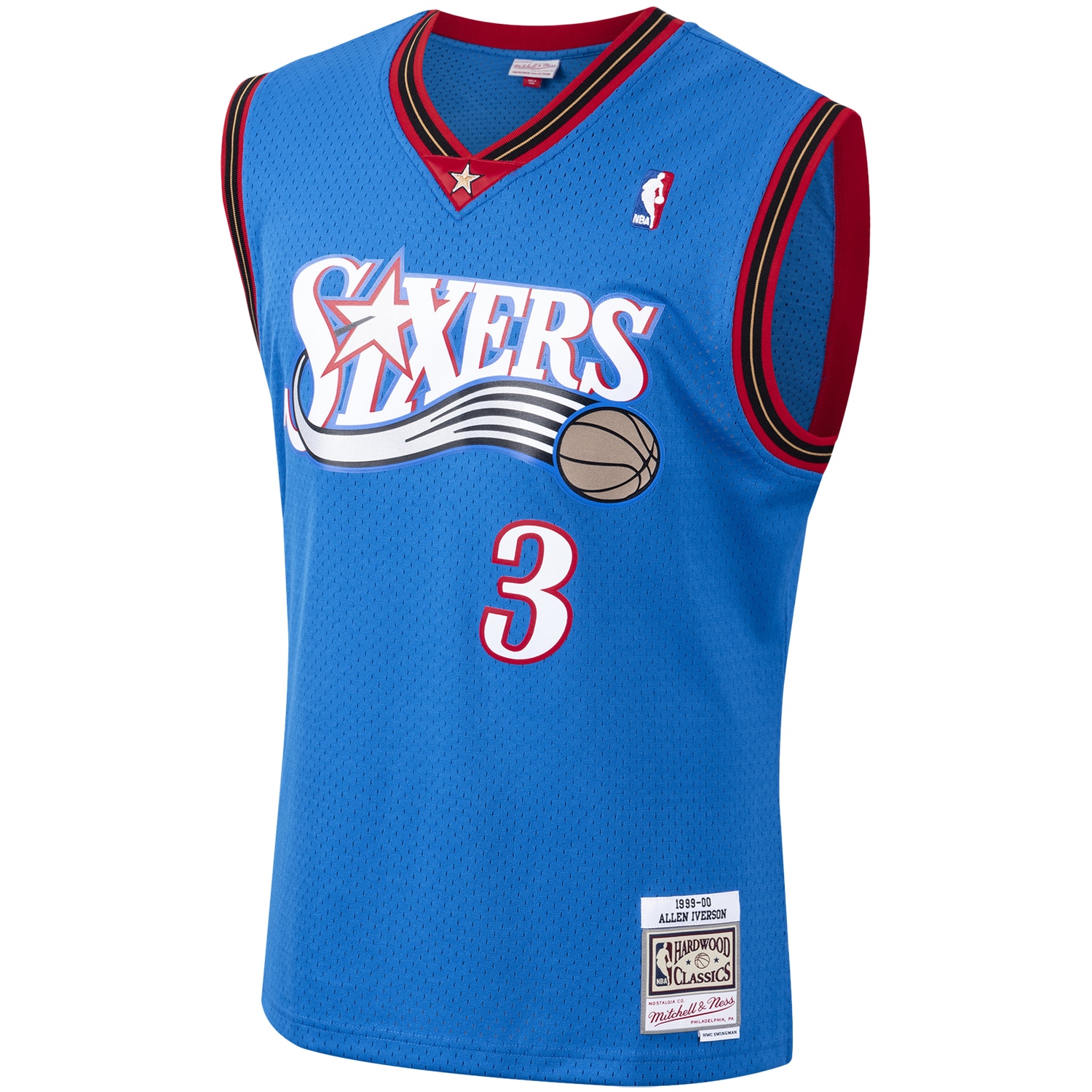 Alternative view of Men's Mitchell & Ness Allen Iverson Royal Philadelphia 76ers Hardwood Classics 2000-01 Swingman Jersey - JS376 