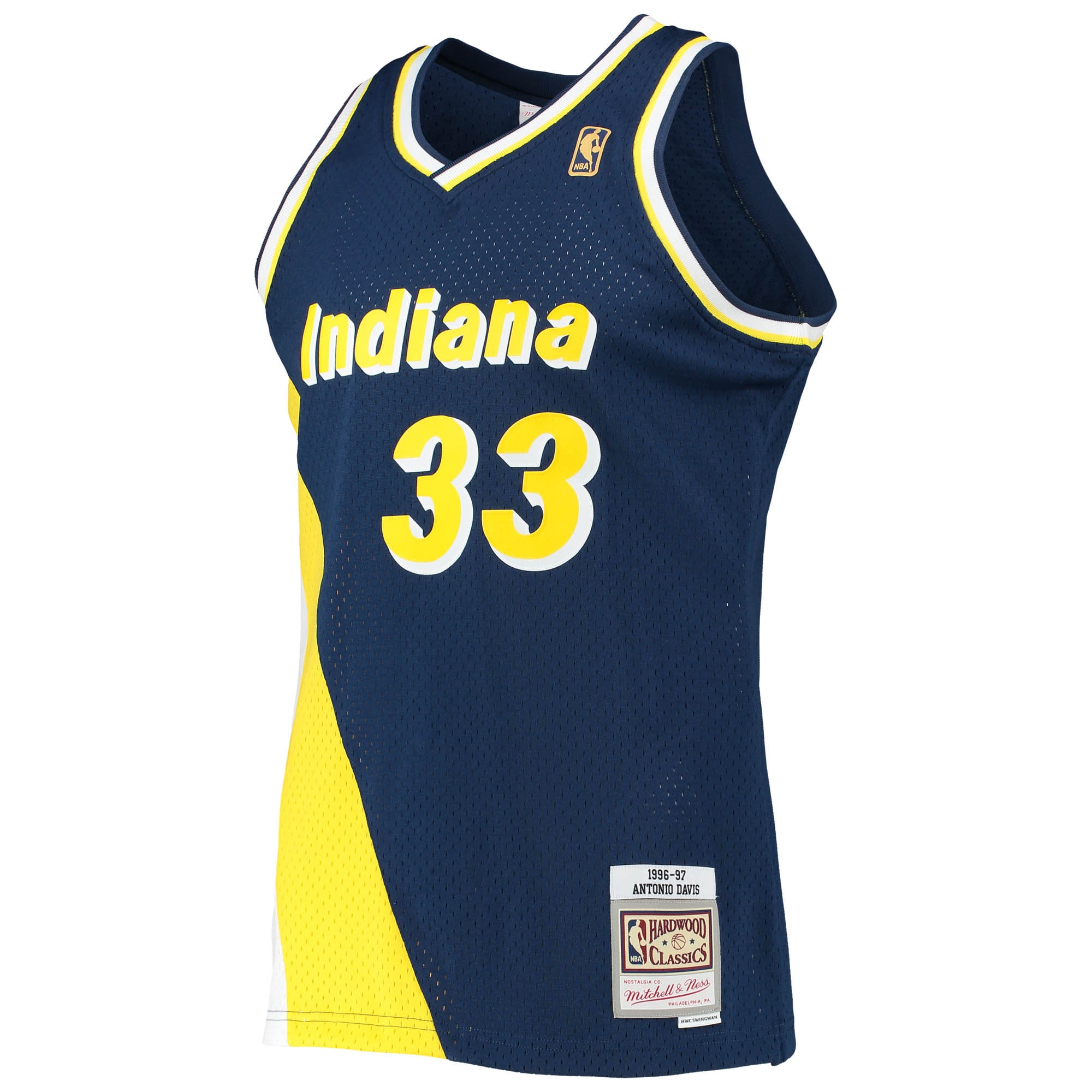 Alternative view of Men's Mitchell & Ness Antonio Davis Navy Indiana Pacers 1996/97 Hardwood Classics Swingman Jersey - JS606 