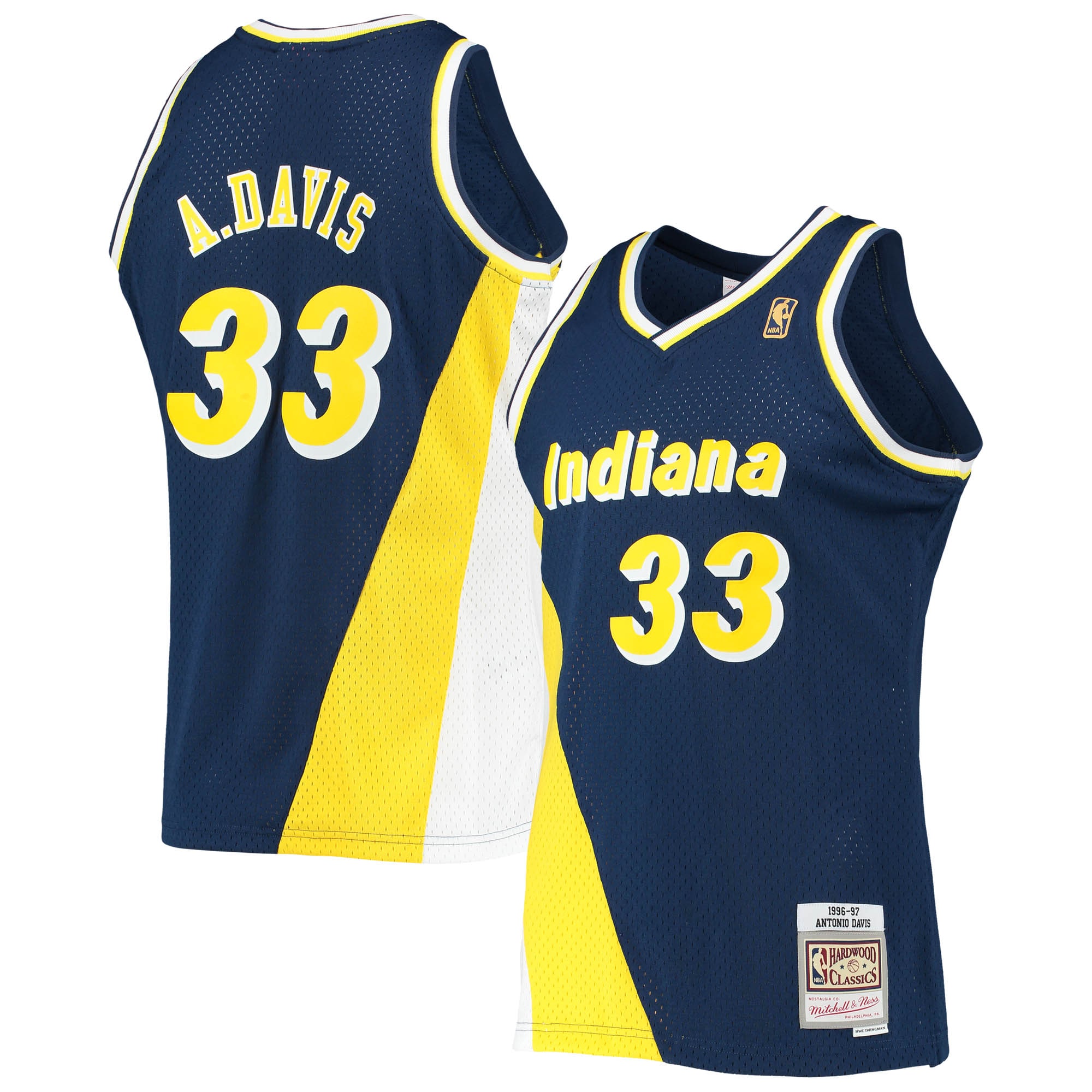 Men's Mitchell & Ness Antonio Davis Navy Indiana Pacers 1996/97 Hardwood Classics Swingman Jersey - JS606 