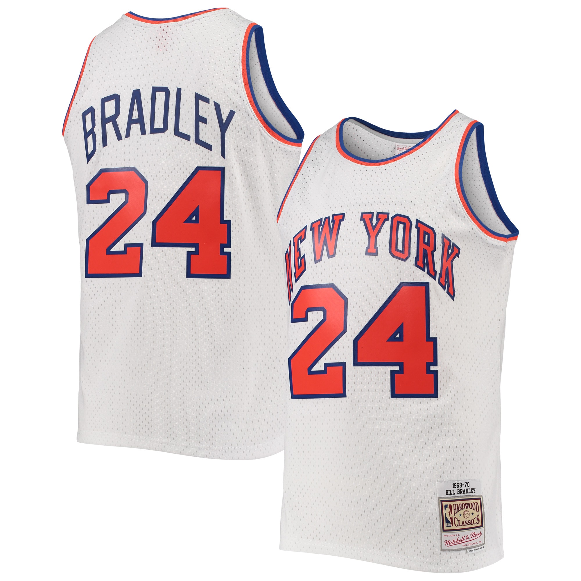 Men's Mitchell & Ness Bill Bradley White New York Knicks Hardwood Classics Swingman Jersey