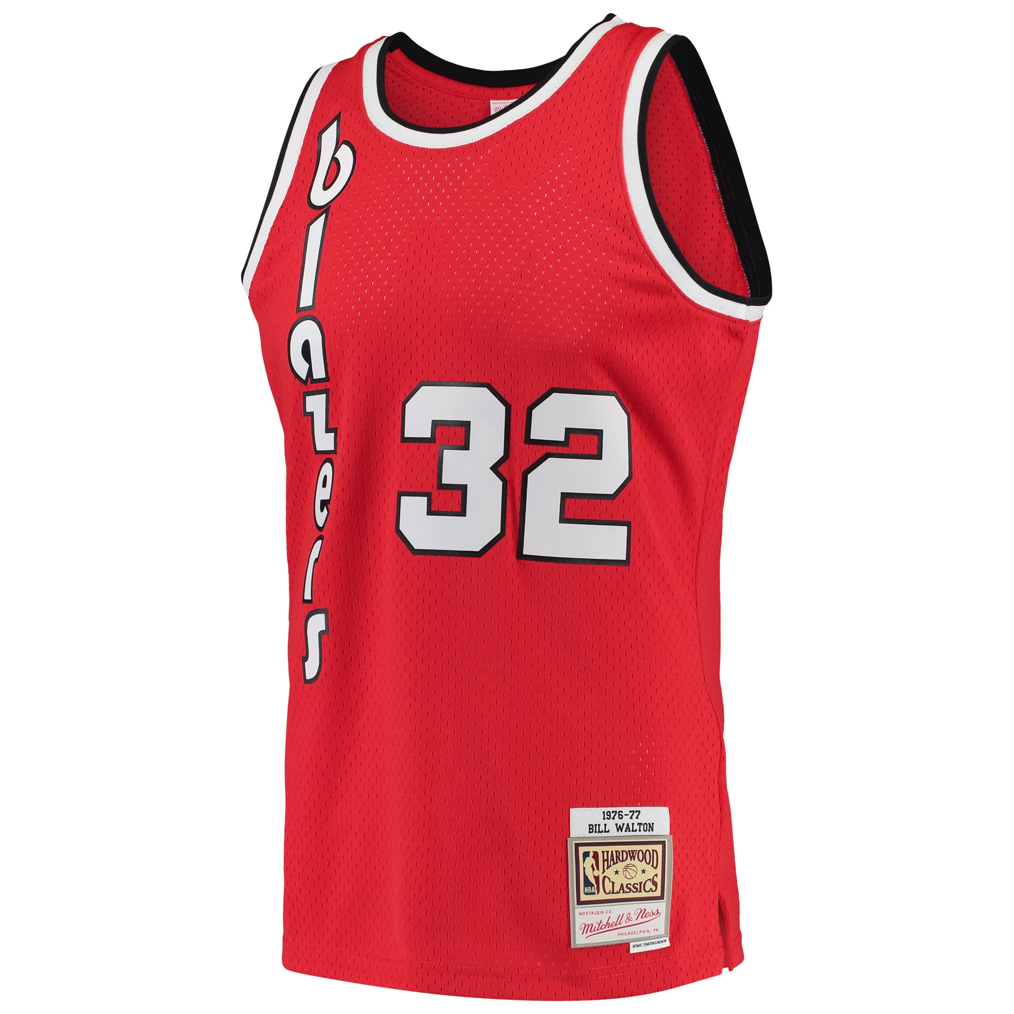 Alternative view of Men's Mitchell & Ness Bill Walton Red Portland Trail Blazers 1976-77 Hardwood Classics Swingman Player Jersey - JS752 